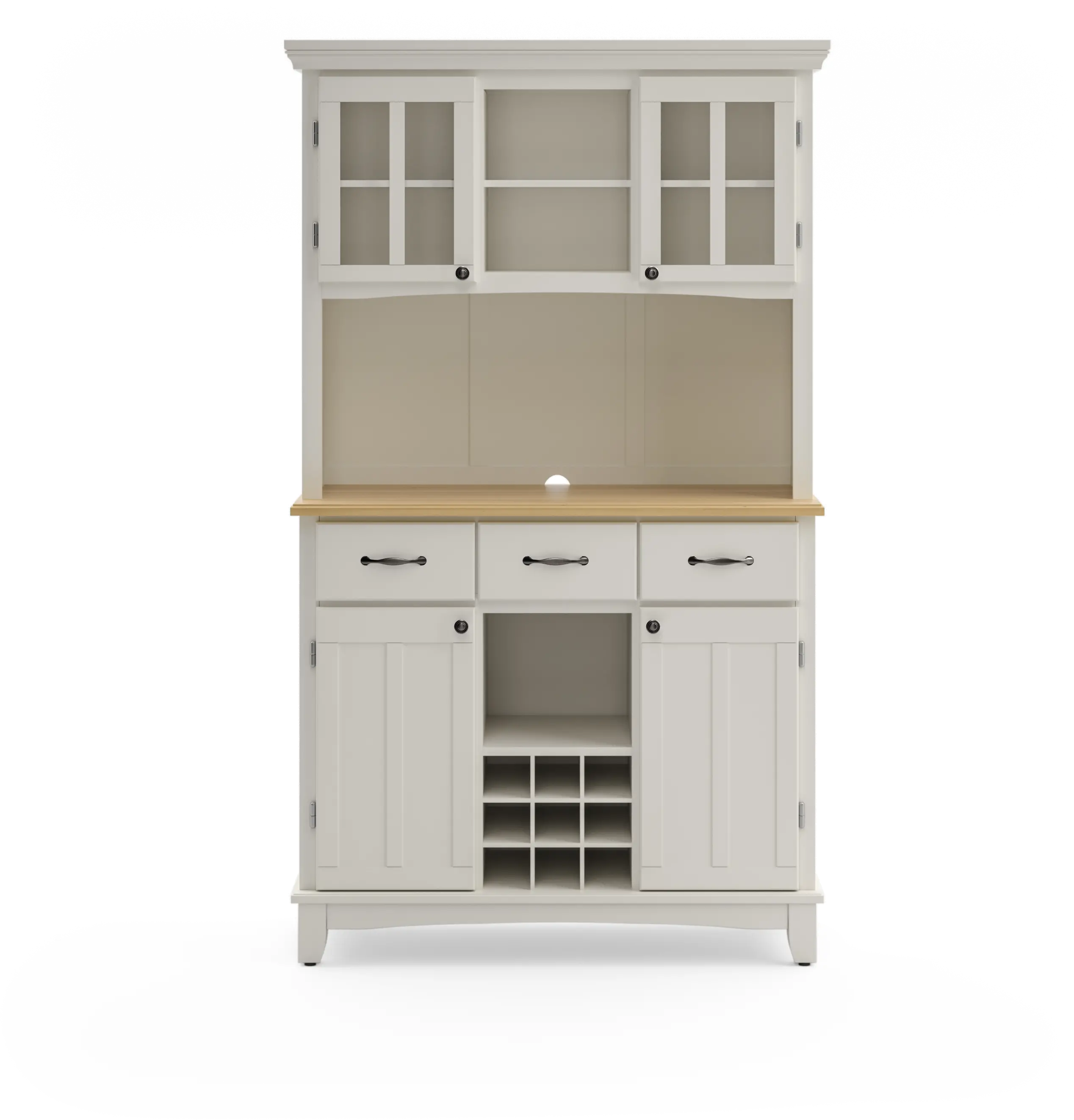 5100-0021-12 Homestyles Large White Buffet and Wooden Top with Hutch-1