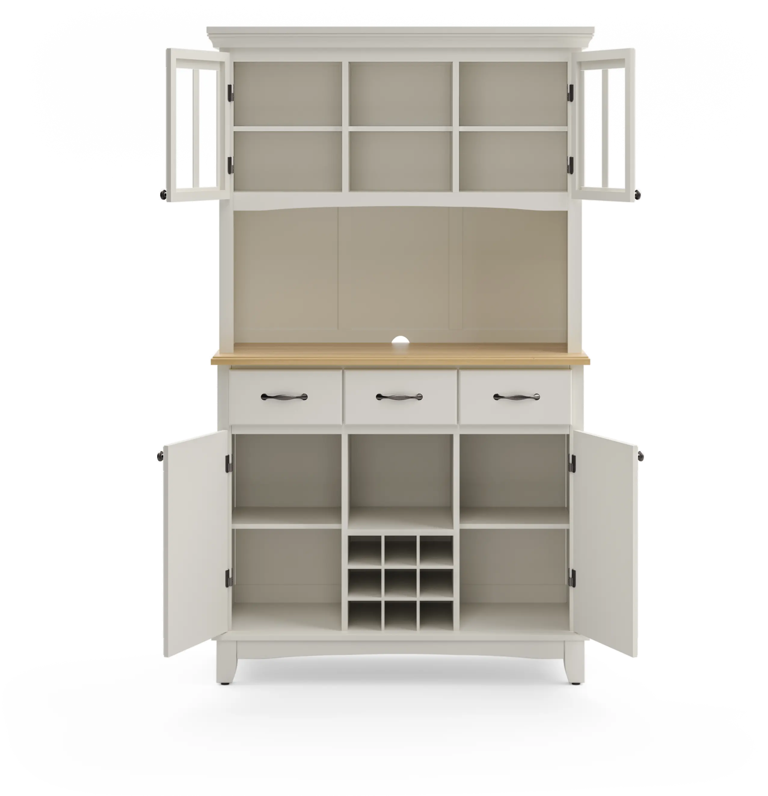 5100-0021-12 Homestyles Large White Buffet and Wooden Top with Hutch-4