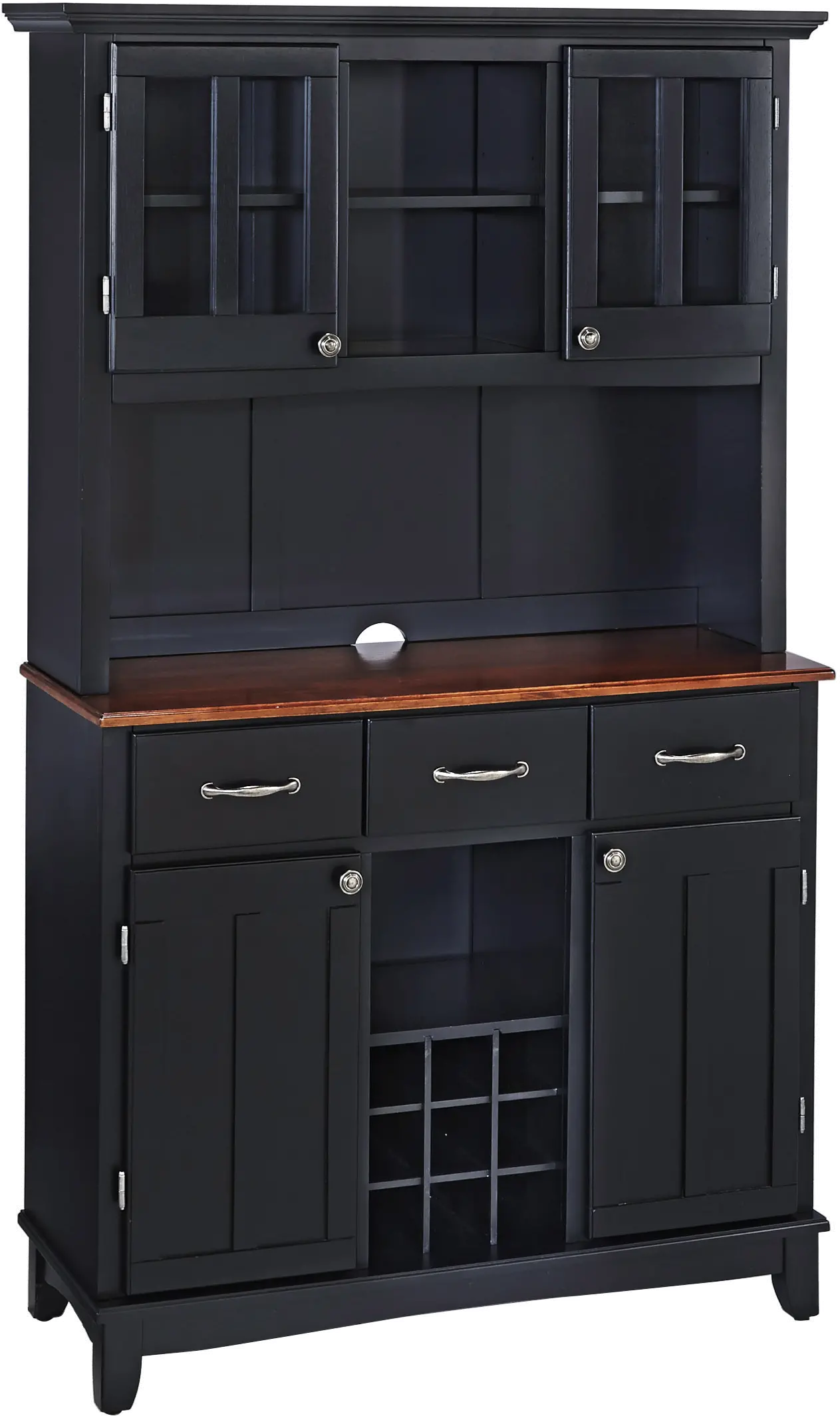 5100-0042-42 Homestyles Large Black Buffet and Wooden Top with Hutch-1