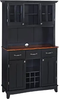 5100-0042-42 Homestyles Large Black Buffet and Wooden Top with Hutch