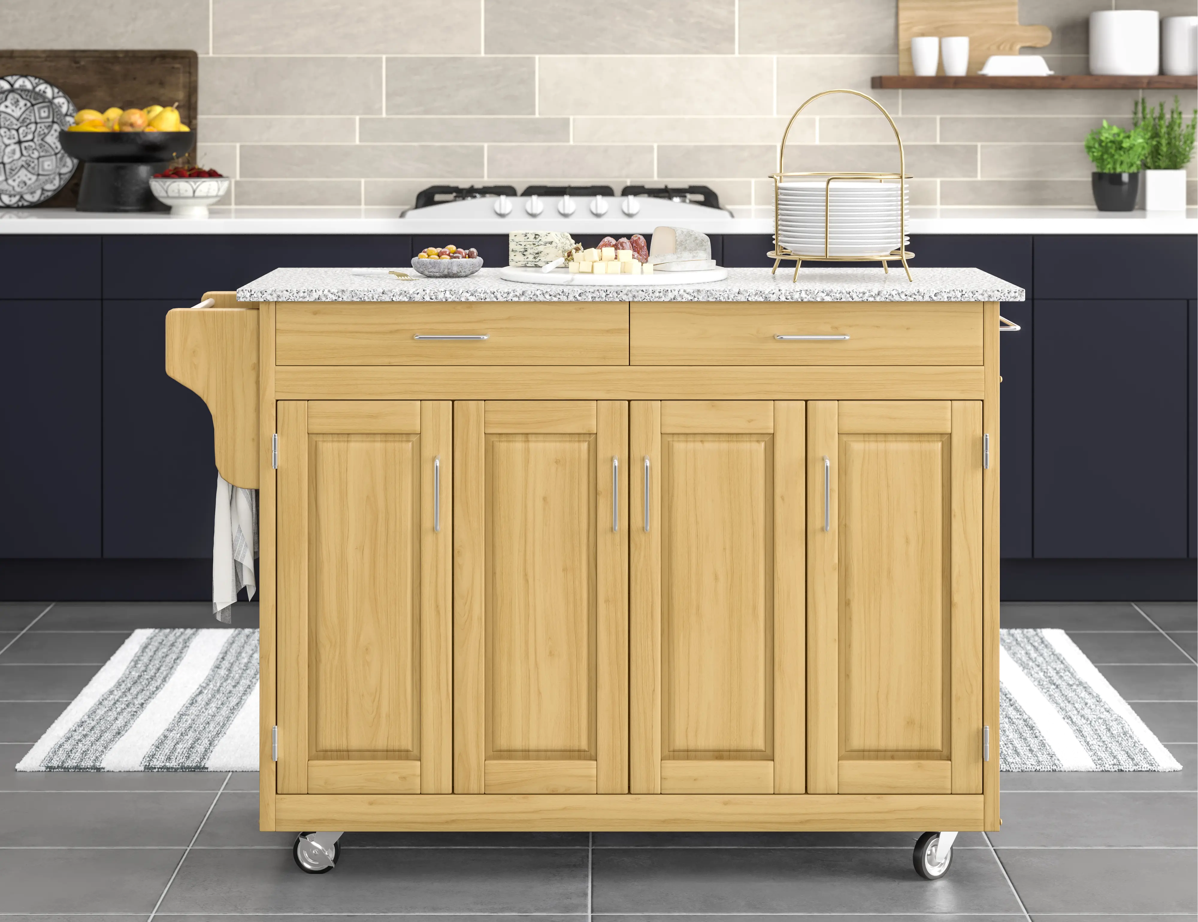 9200-1013 Create-A-Cart Brown Kitchen Cart with Gray Granite Top-2