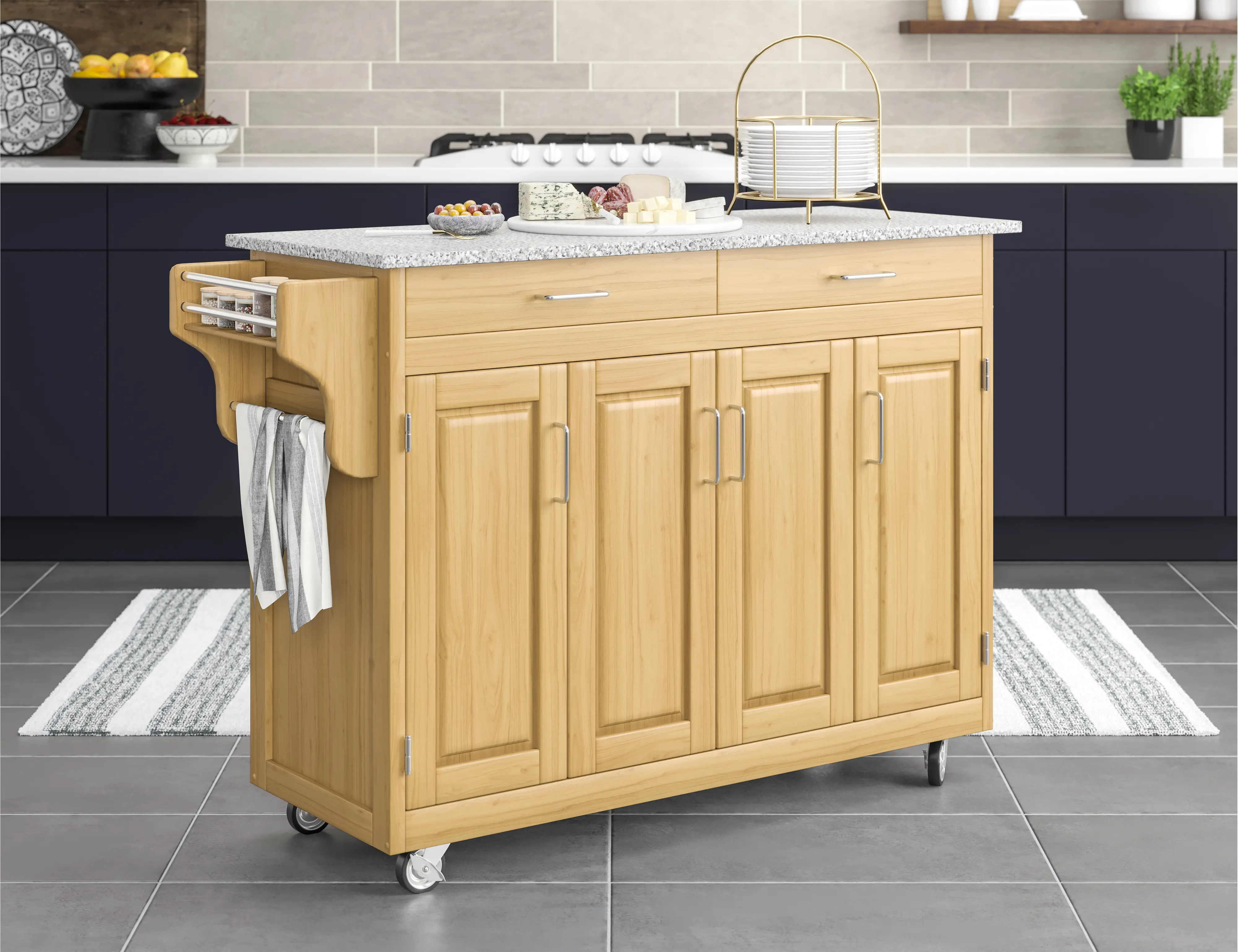 9200-1013 Create-A-Cart Brown Kitchen Cart with Gray Granite Top-3