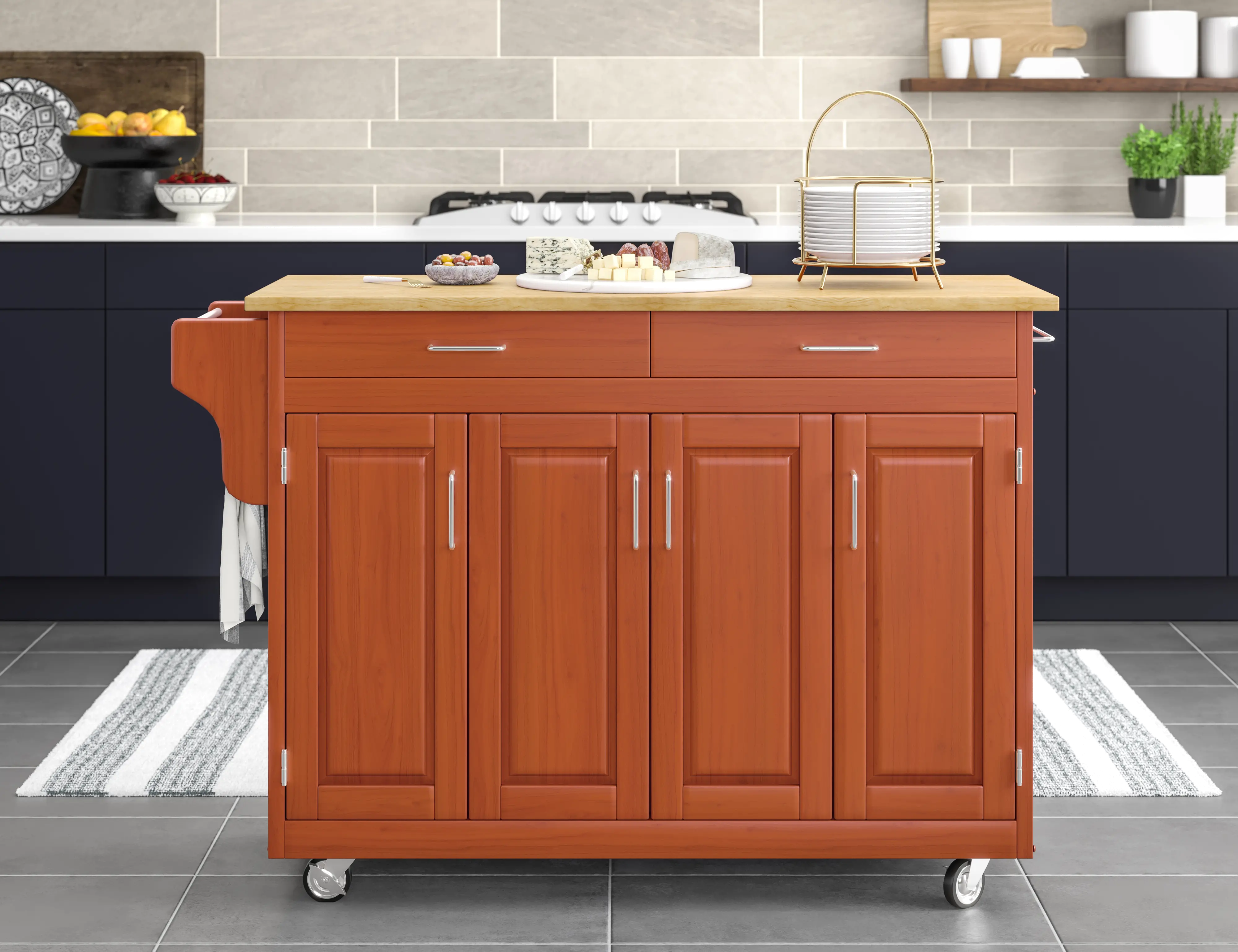9200-1061 Create-A-Cart Brown Kitchen Cart with Hardwood Top-2