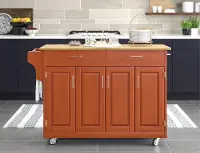 9200-1061 Create-A-Cart Brown Kitchen Cart with Hardwood Top