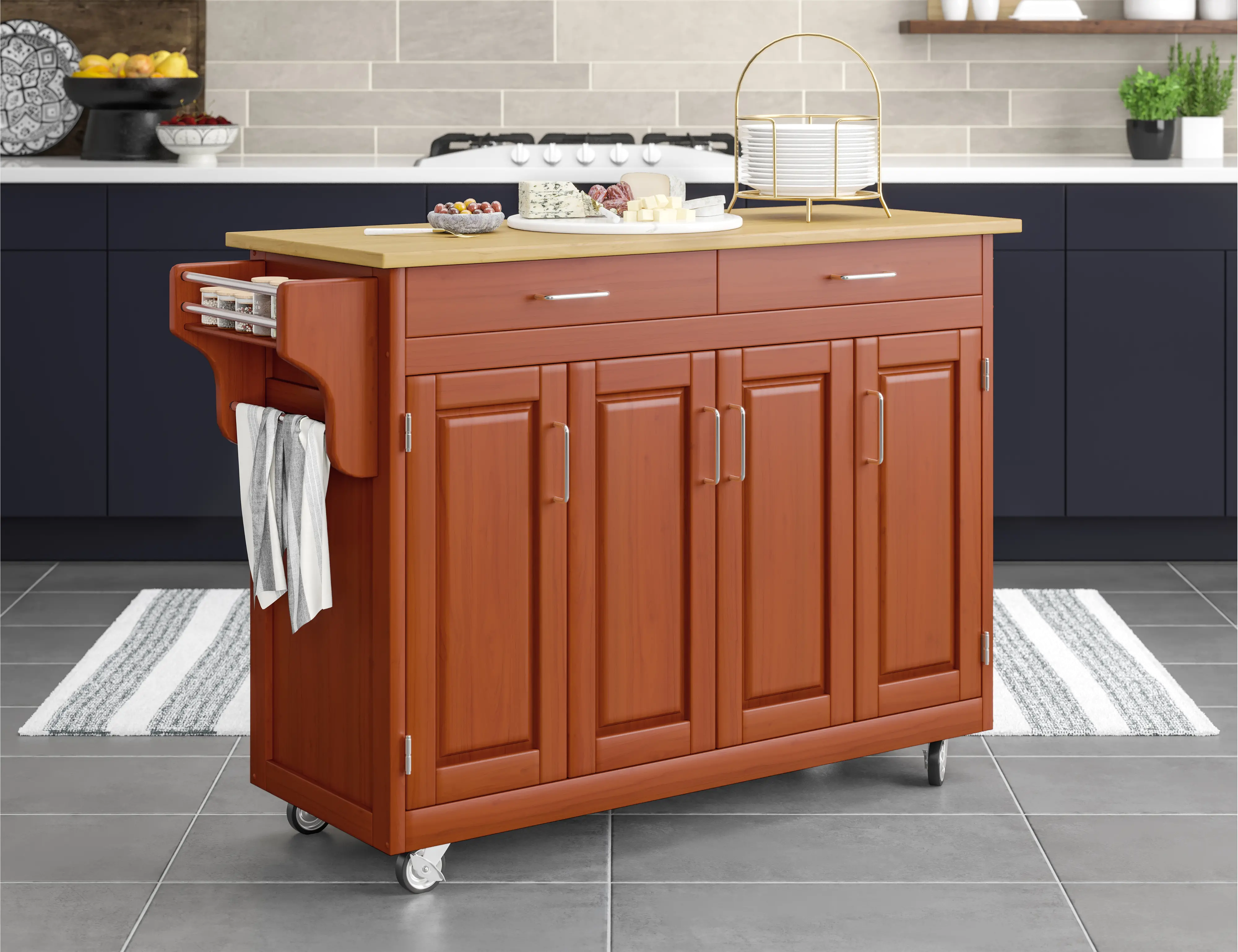 9200-1061 Create-A-Cart Brown Kitchen Cart with Hardwood Top-3