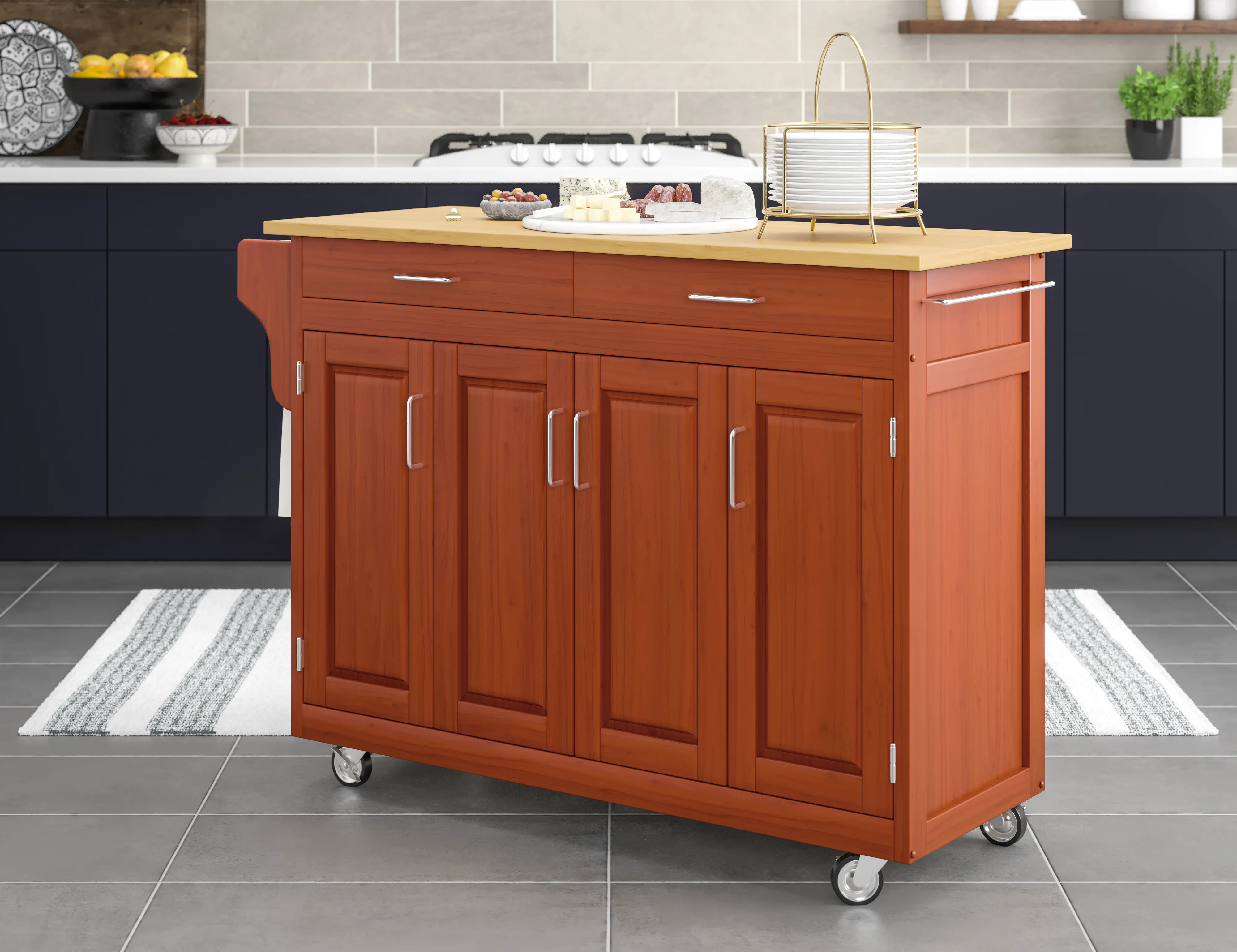9200-1061 Create-A-Cart Brown Kitchen Cart with Hardwood Top-4
