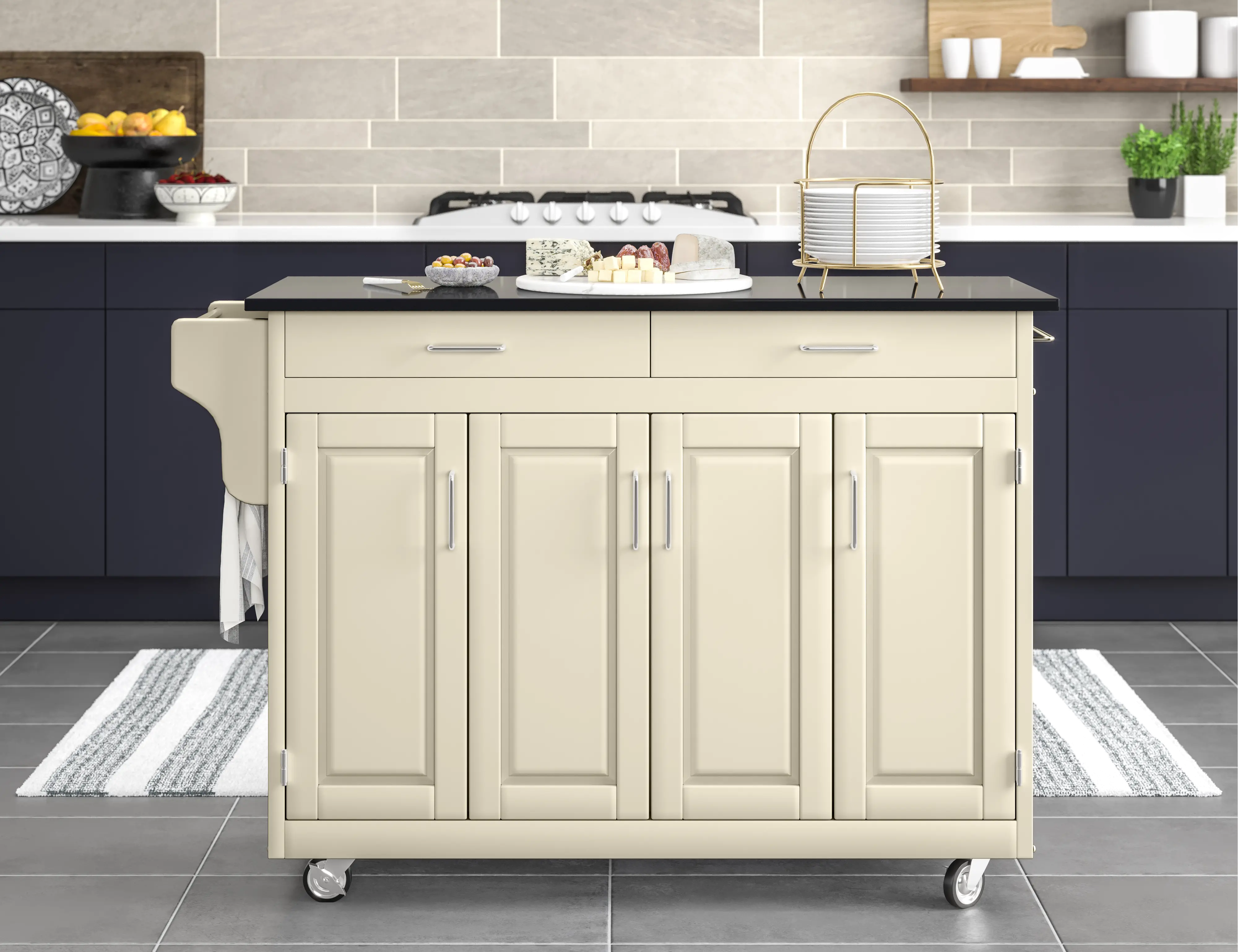 9200-1024 Create-A-Cart Off-White Kitchen Cart with Granite Top-2