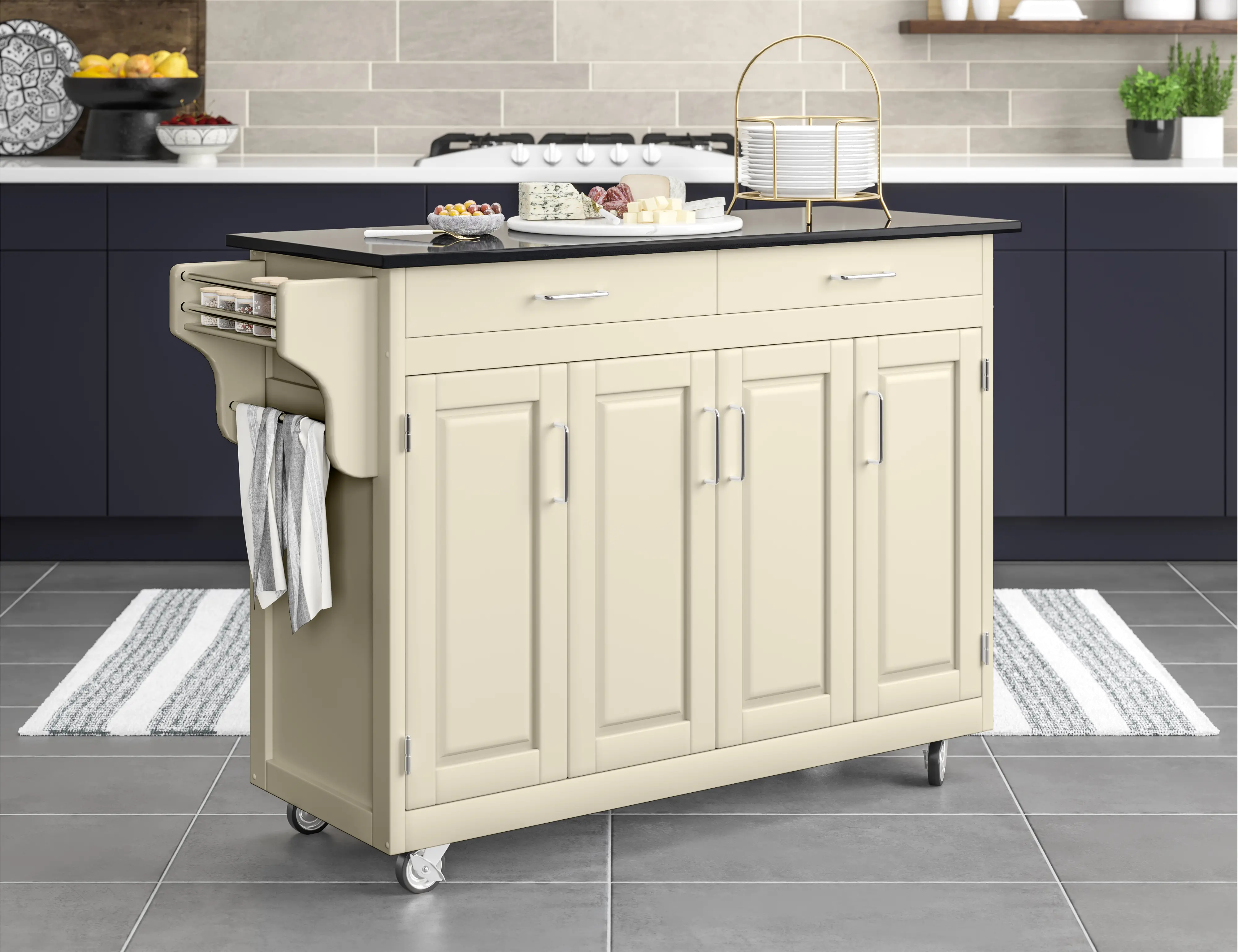 9200-1024 Create-A-Cart Off-White Kitchen Cart with Granite Top-3