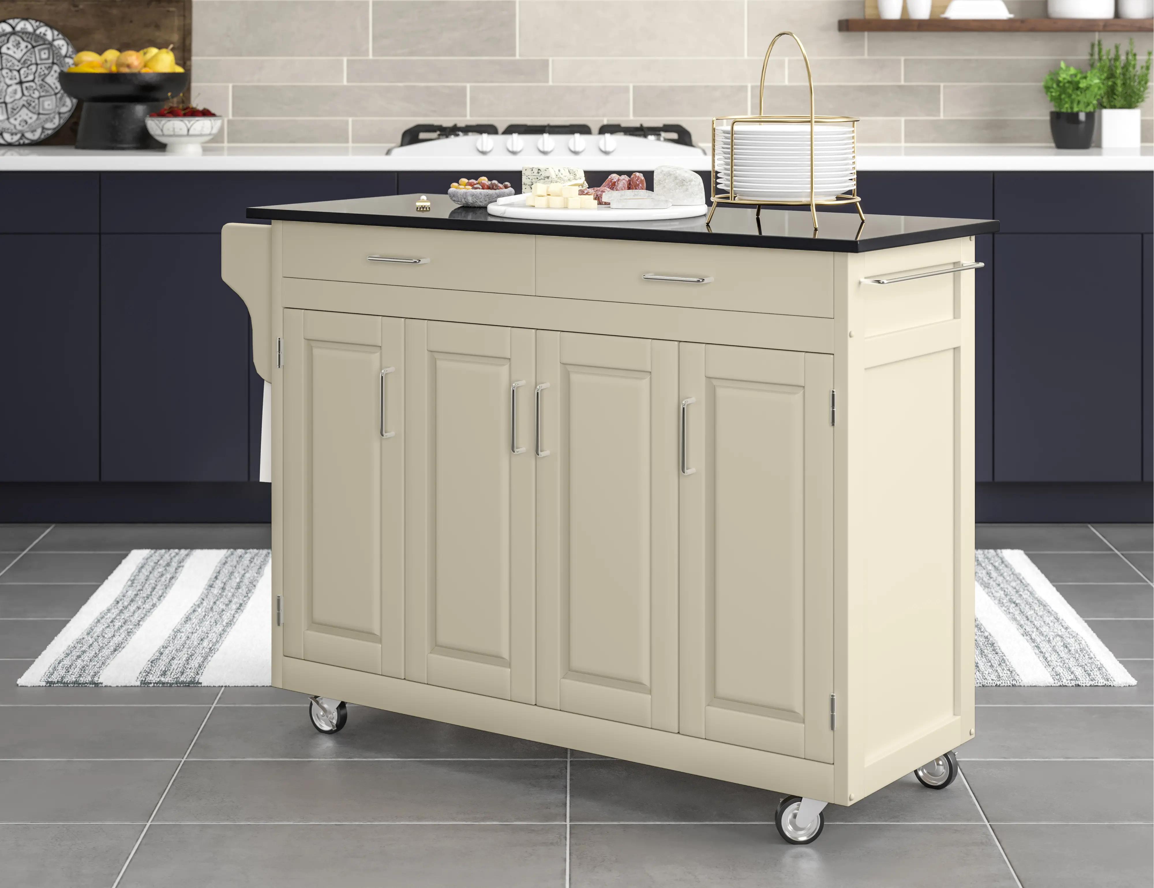 9200-1024 Create-A-Cart Off-White Kitchen Cart with Granite Top-4