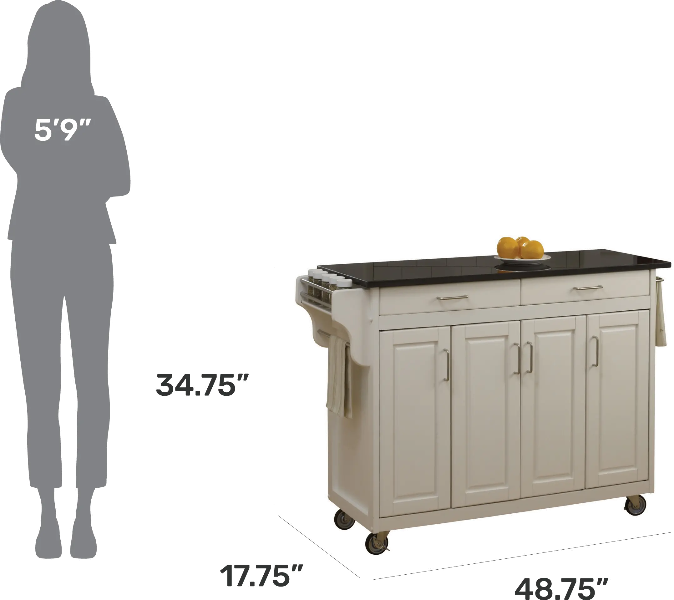 9200-1024 Create-A-Cart Off-White Kitchen Cart with Granite Top-7