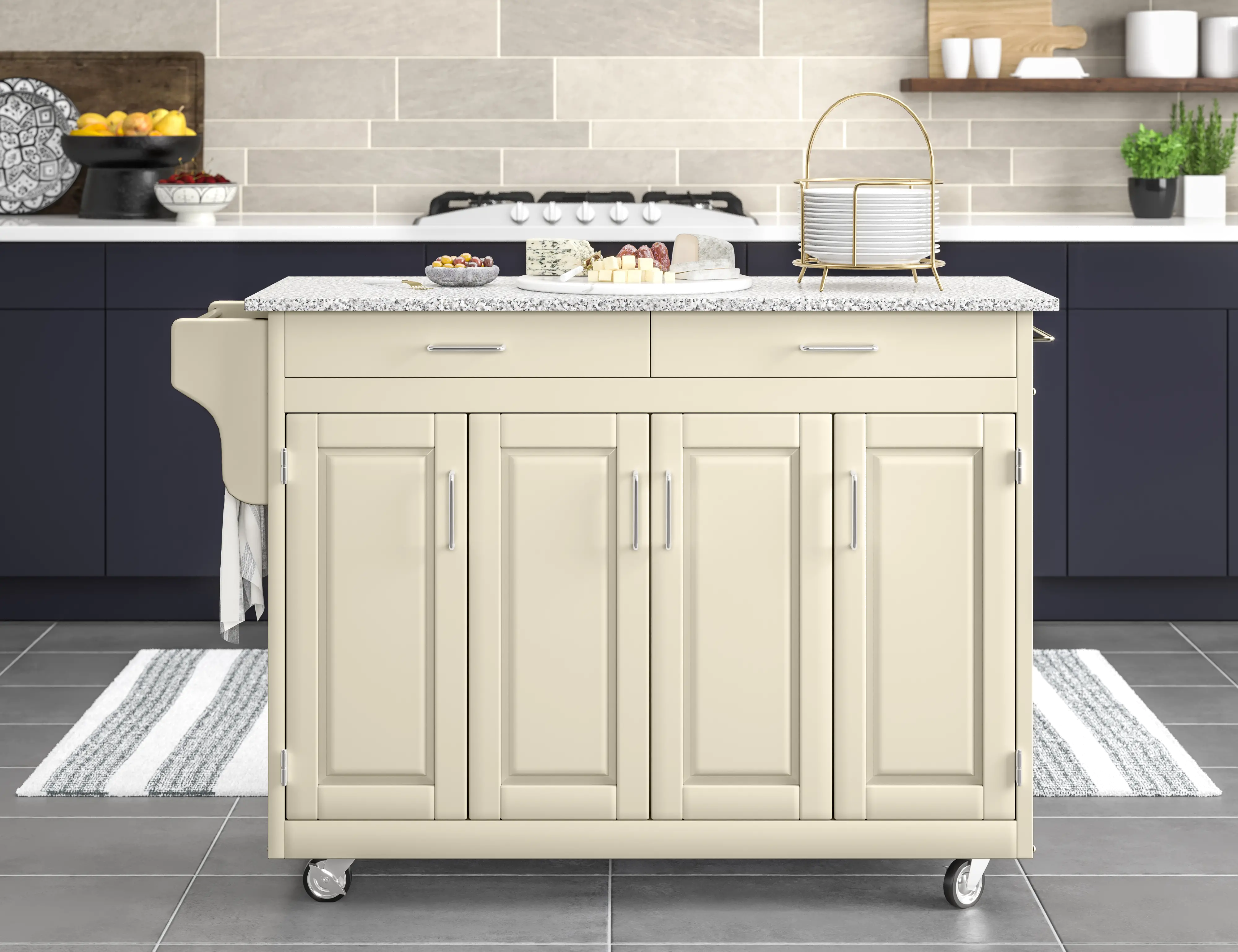 9200-1023 Create-A-Cart Off-white Kitchen Cart with Gray Granite Top-2