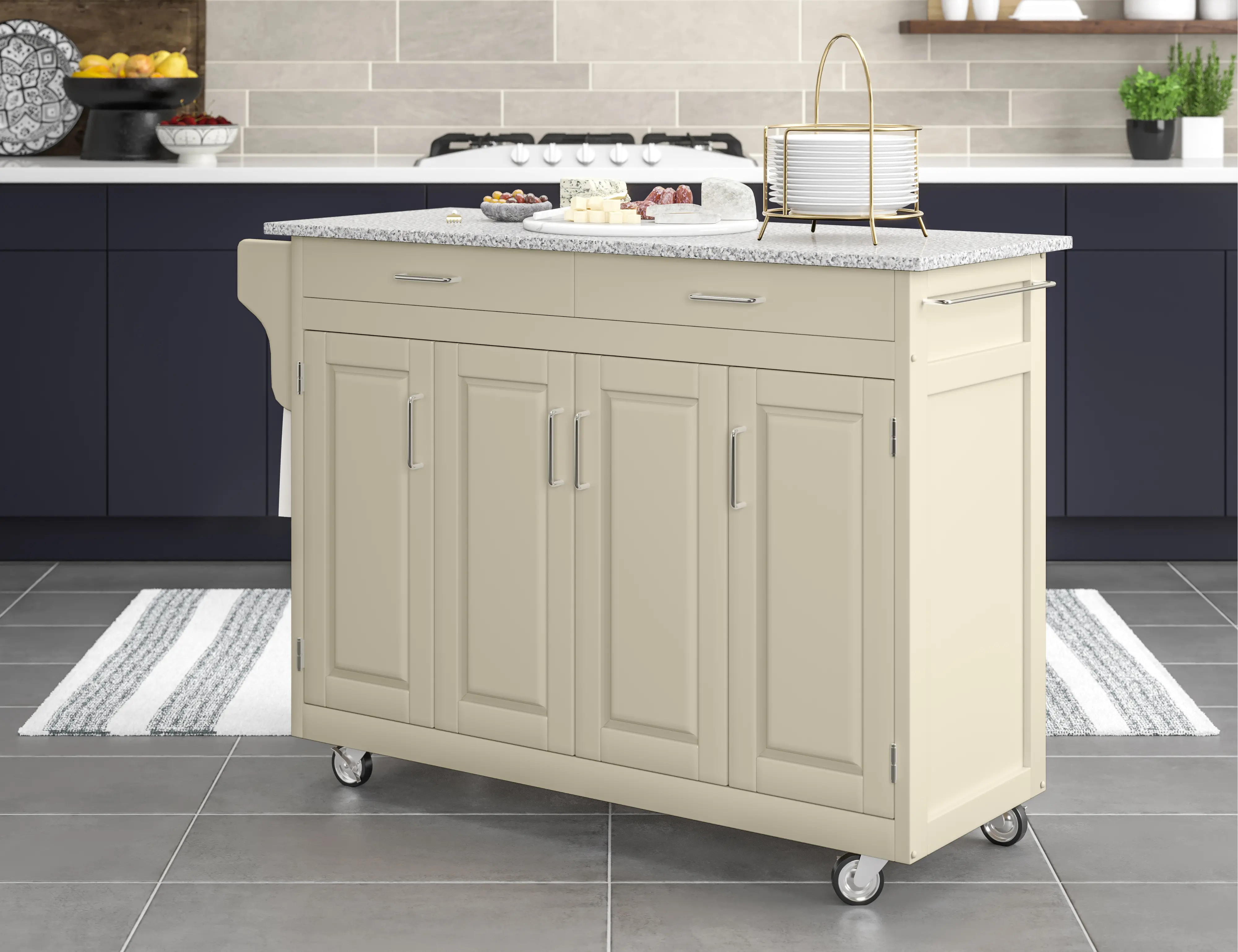9200-1023 Create-A-Cart Off-white Kitchen Cart with Gray Granite Top-4