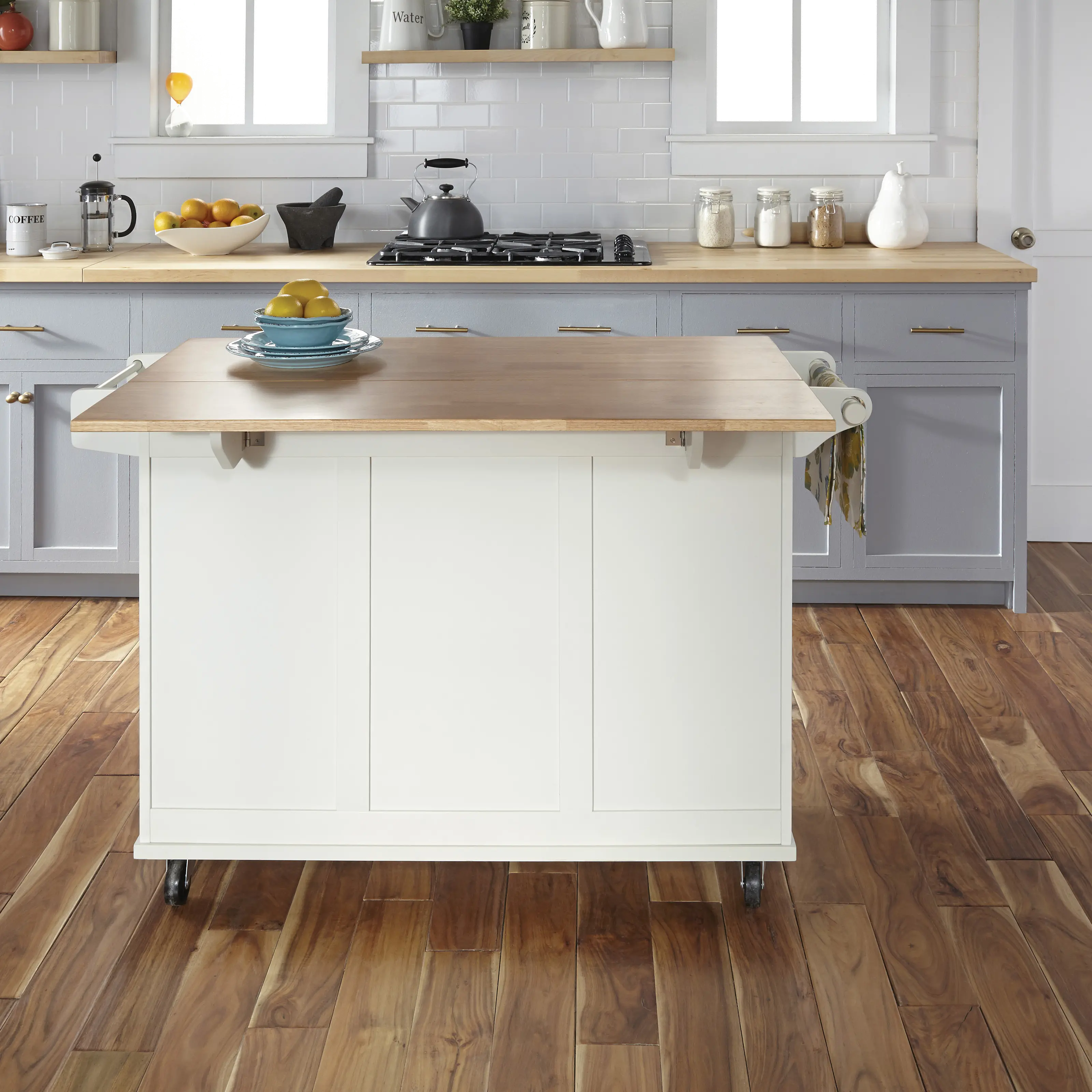 4516-95 Dolly Madison Off-White Kitchen Cart with Drop Leaf-4