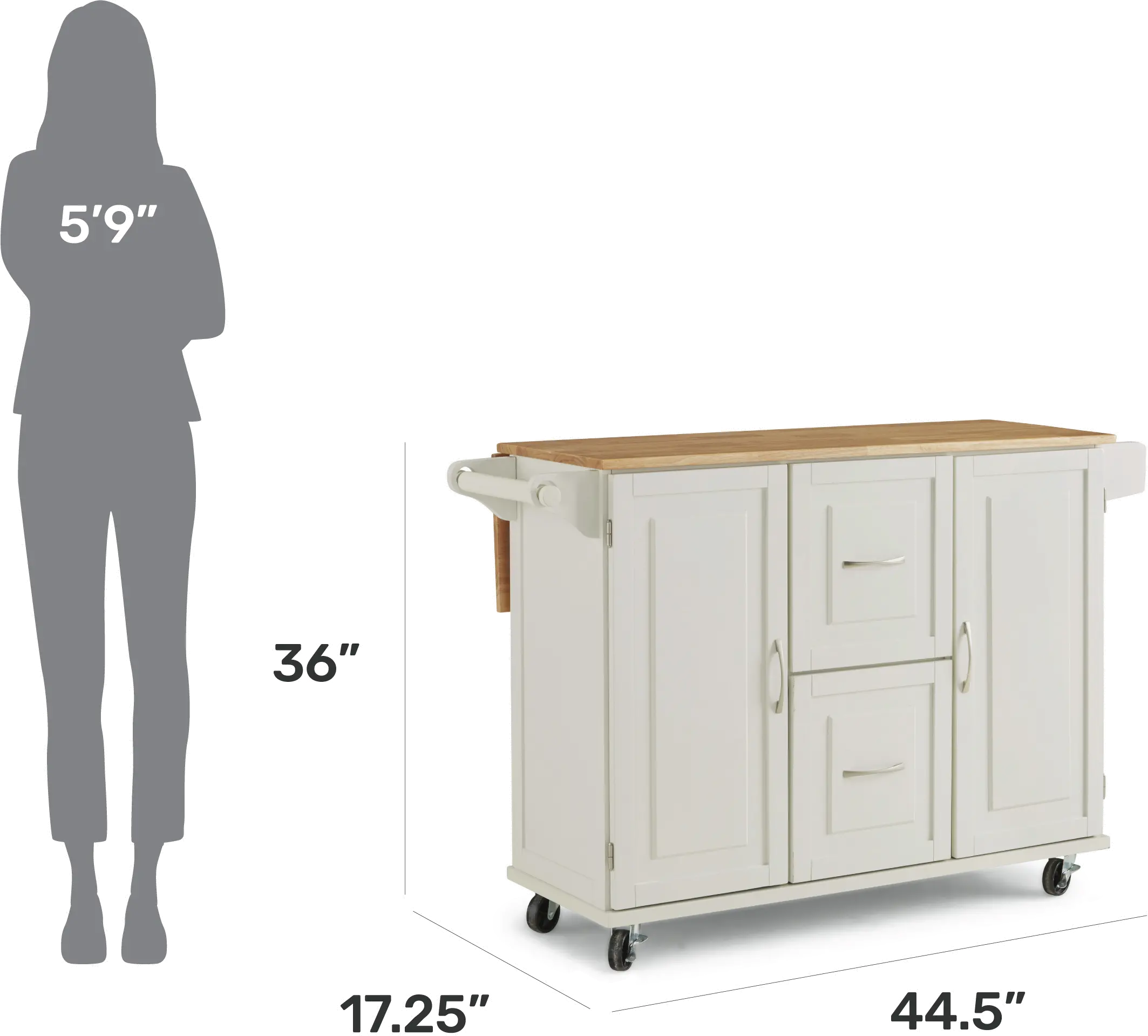 4516-95 Dolly Madison Off-White Kitchen Cart with Drop Leaf-8