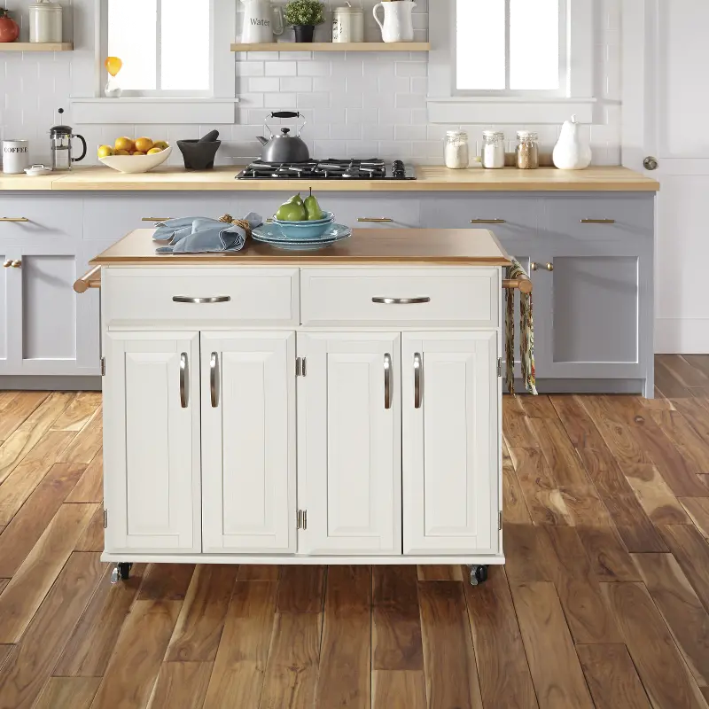 Dolly Madison Off-White Kitchen Cart