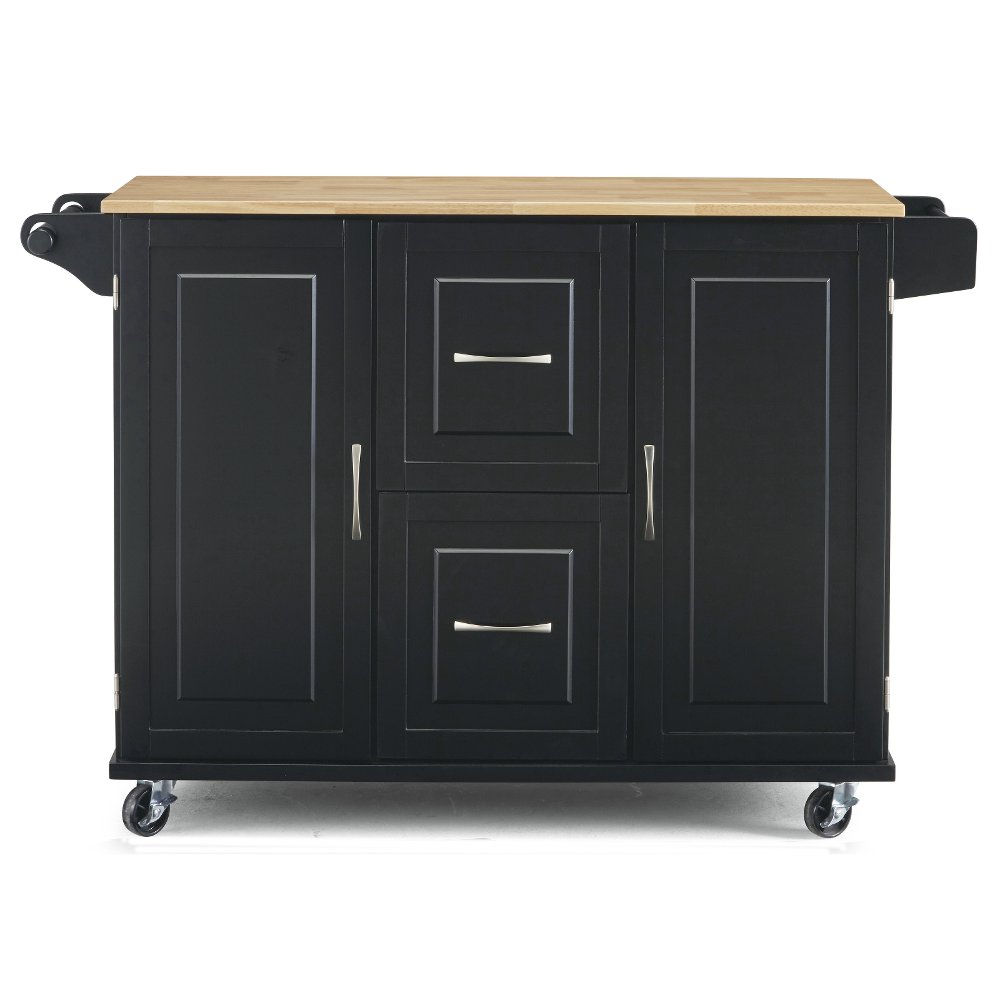 Dolly Madison Black Kitchen Cart with Drop Leaf