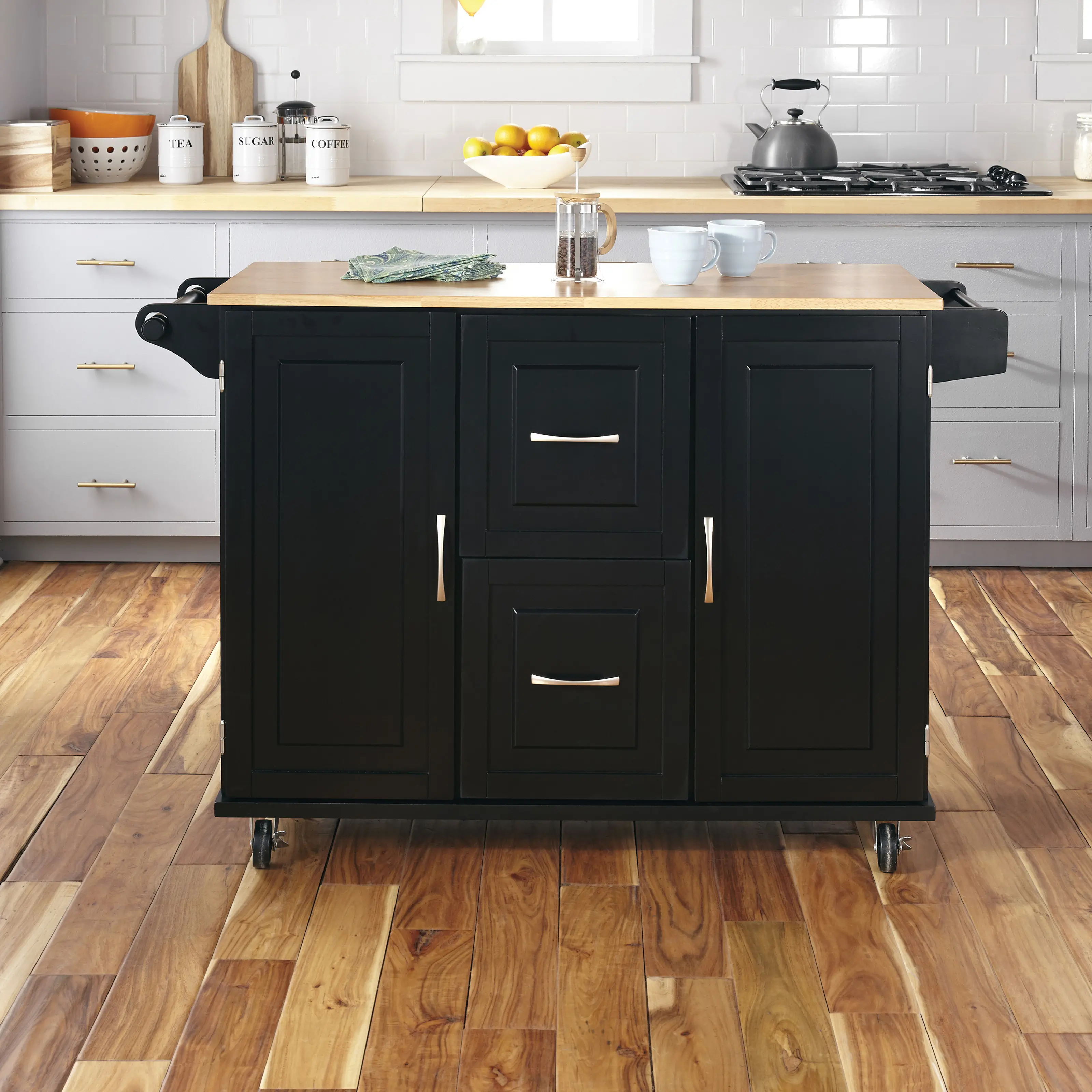 4517-95 Dolly Madison Black Kitchen Cart with Drop Leaf-2