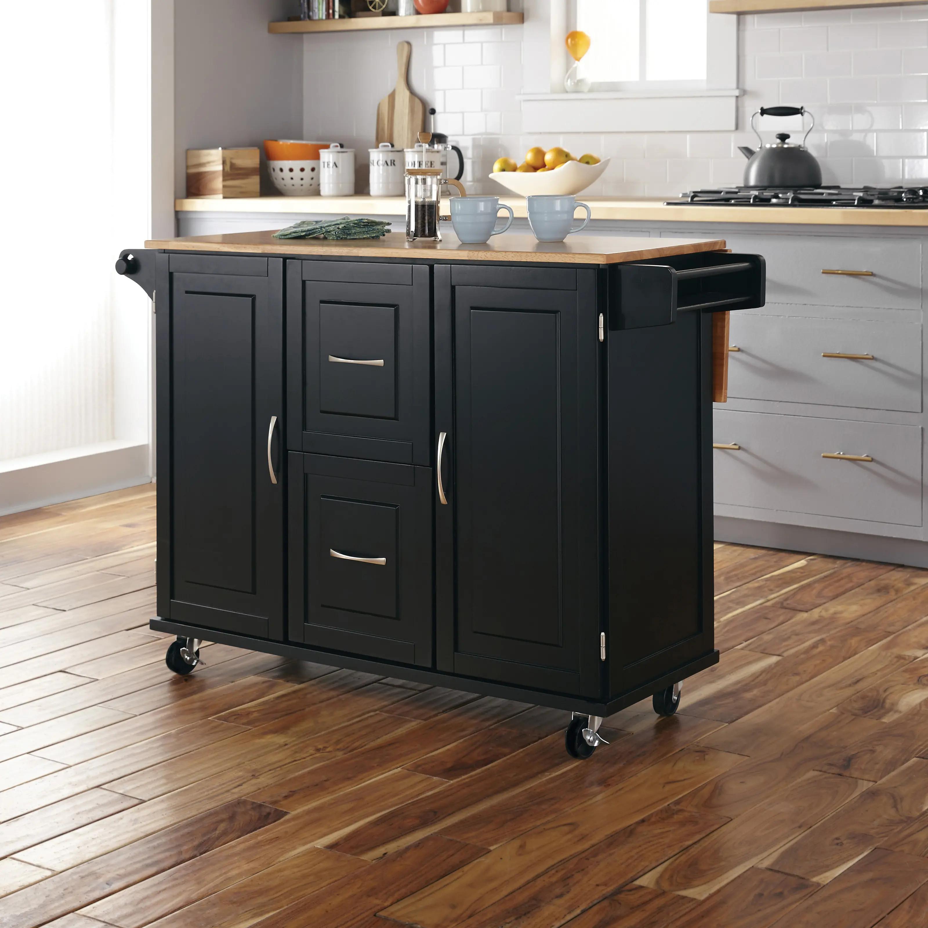 4517-95 Dolly Madison Black Kitchen Cart with Drop Leaf-3