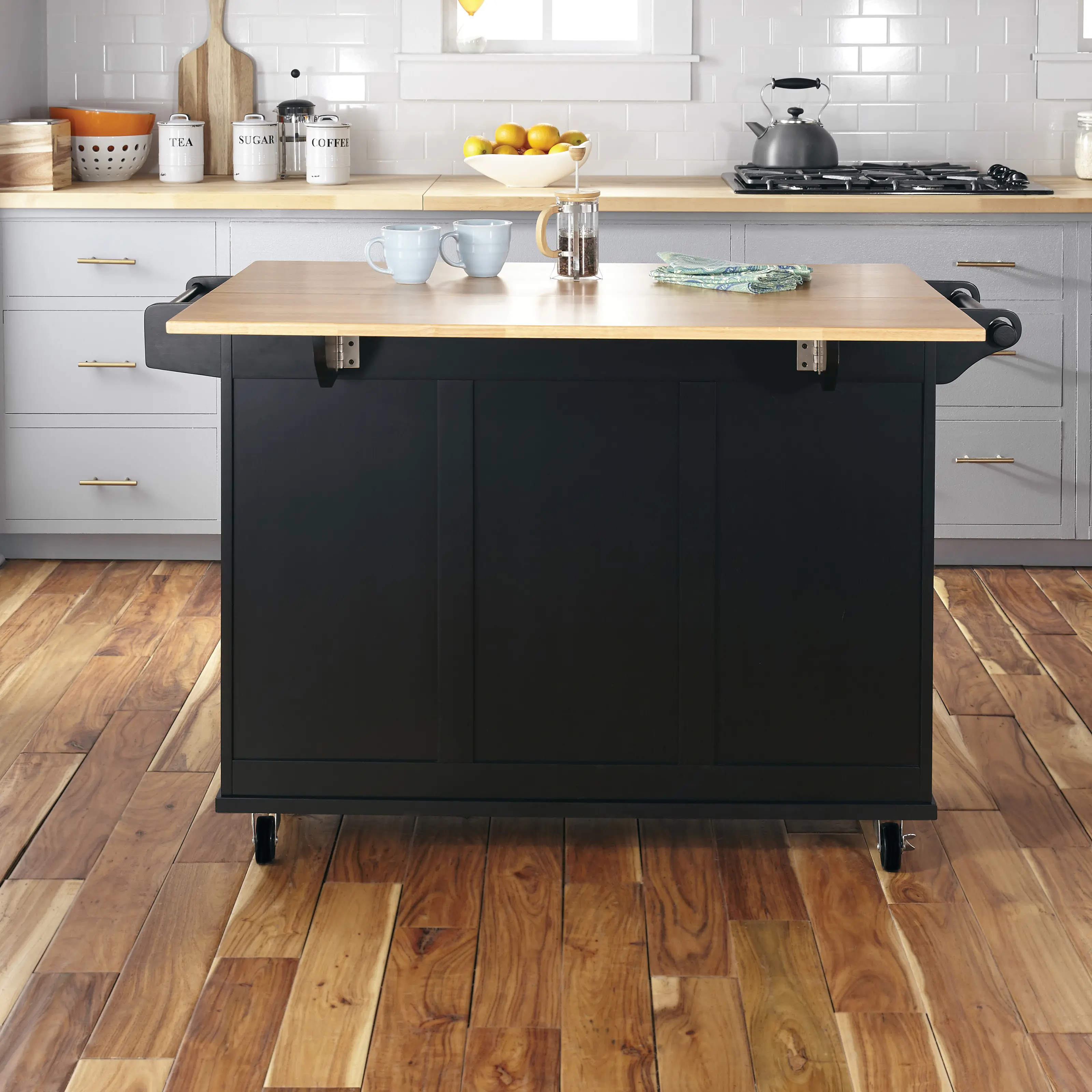 4517-95 Dolly Madison Black Kitchen Cart with Drop Leaf-4