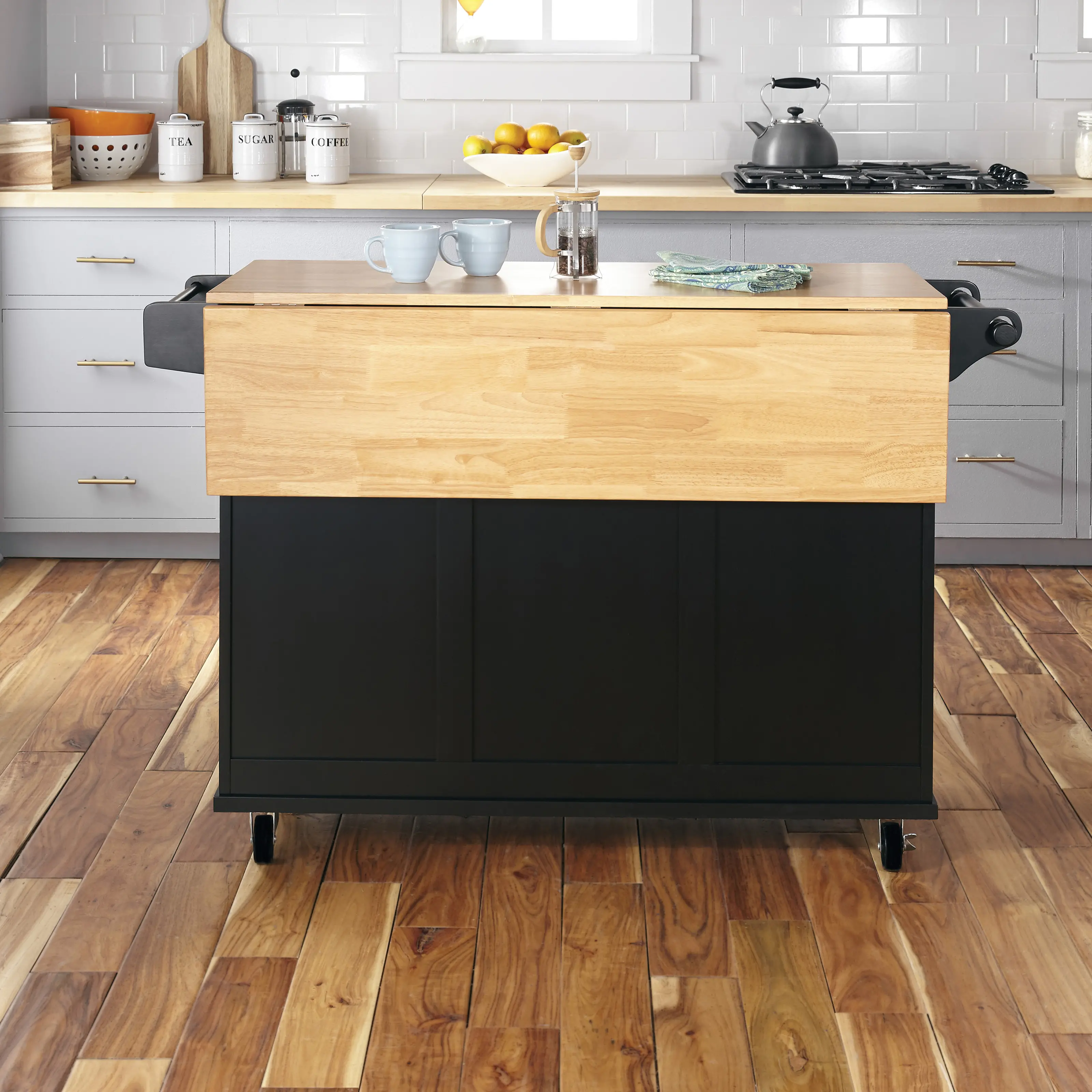 4517-95 Dolly Madison Black Kitchen Cart with Drop Leaf-5