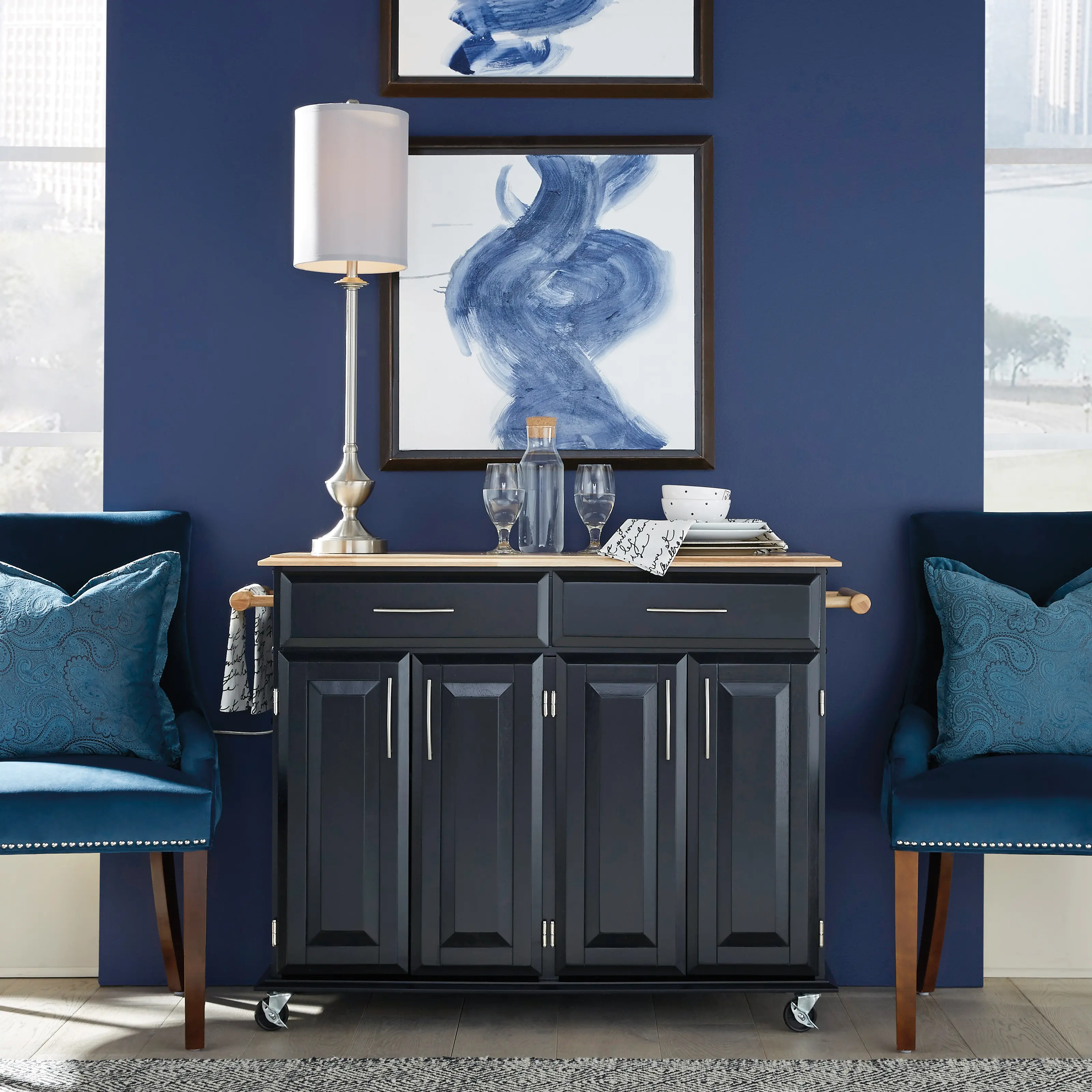 4528-95 Dolly Madison Black Kitchen Cart-2
