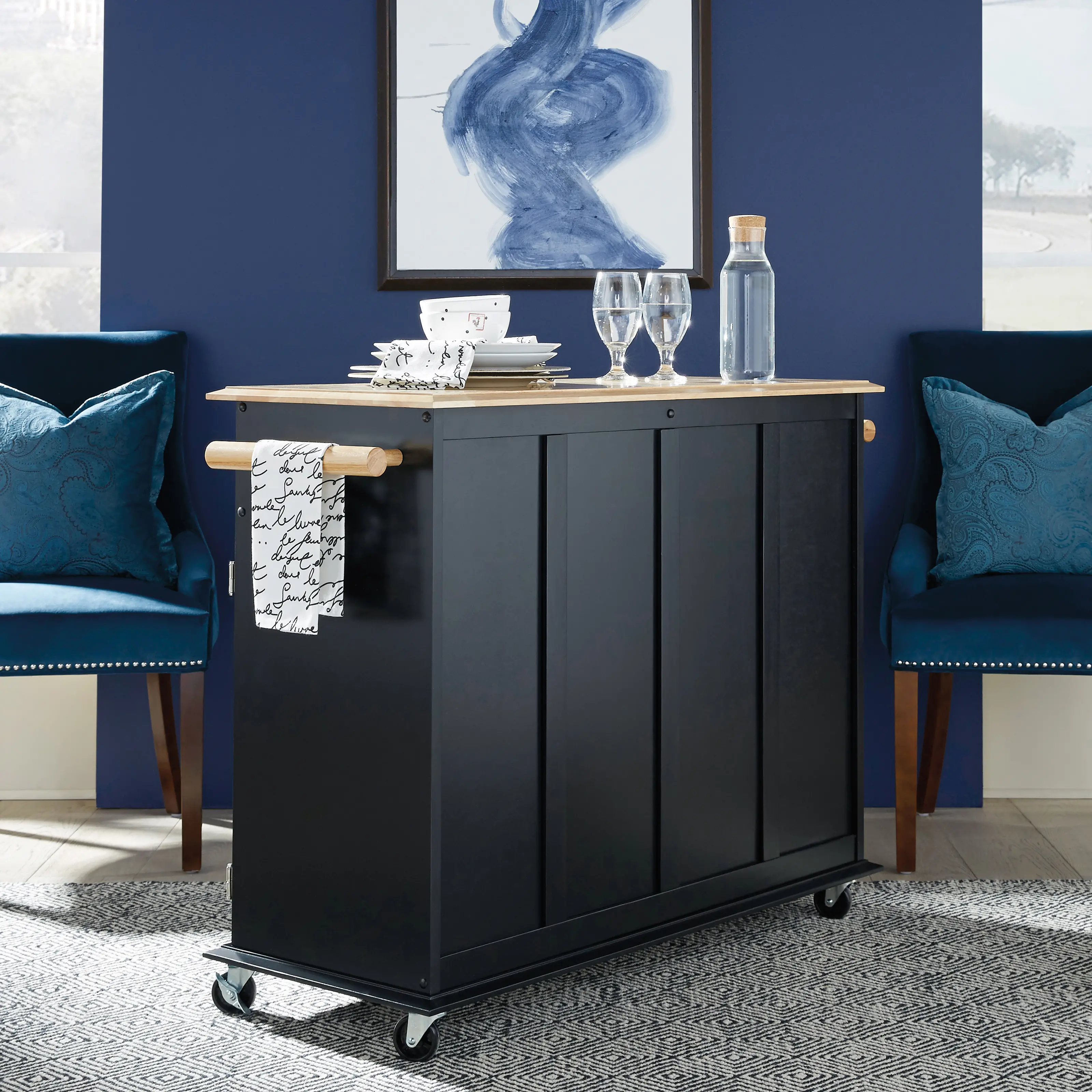 4528-95 Dolly Madison Black Kitchen Cart-3
