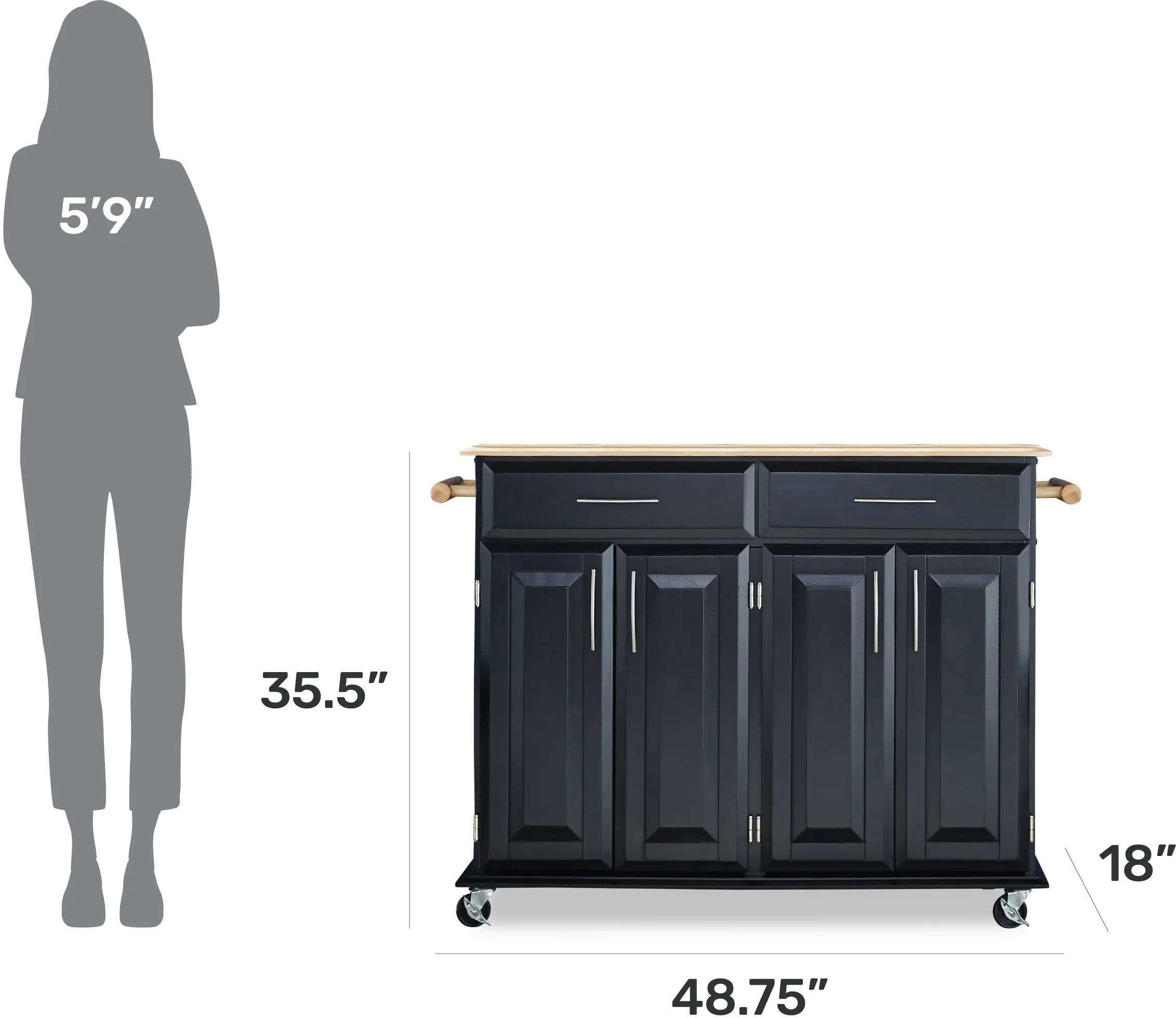 4528-95 Dolly Madison Black Kitchen Cart-4
