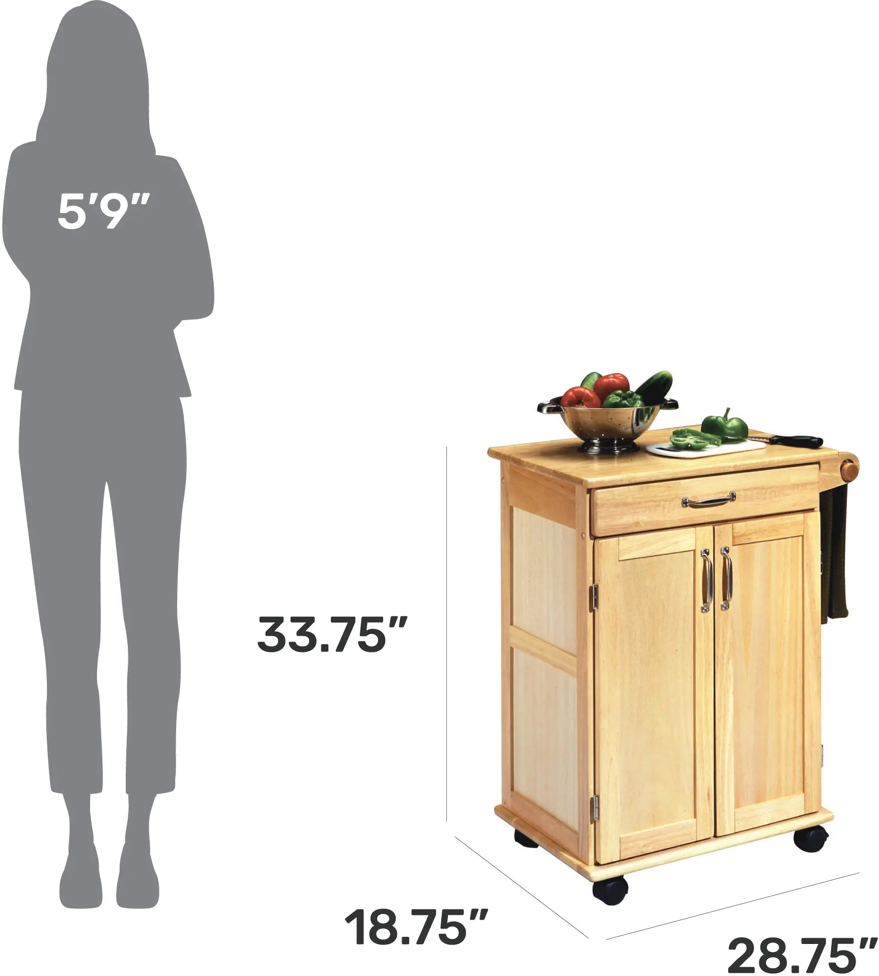 5040-95 General Natural Small Kitchen Cart-5