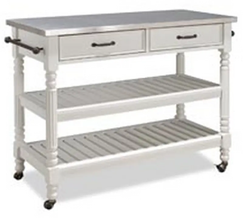 General Line Open White Kitchen Cart