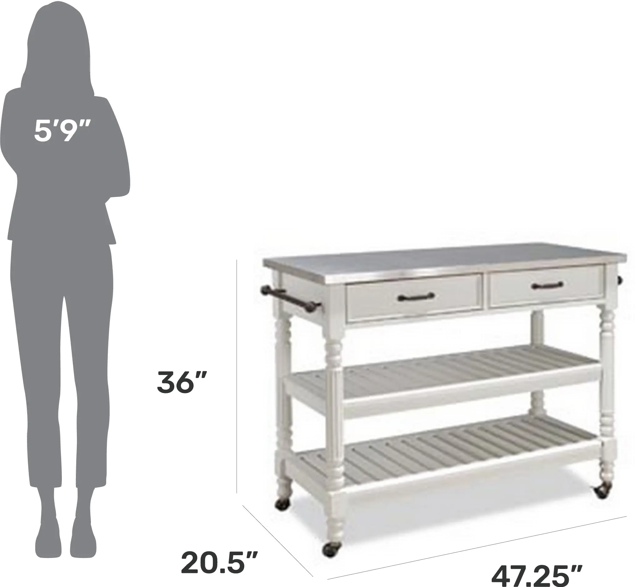 5219-95 General Line Open White Kitchen Cart-2