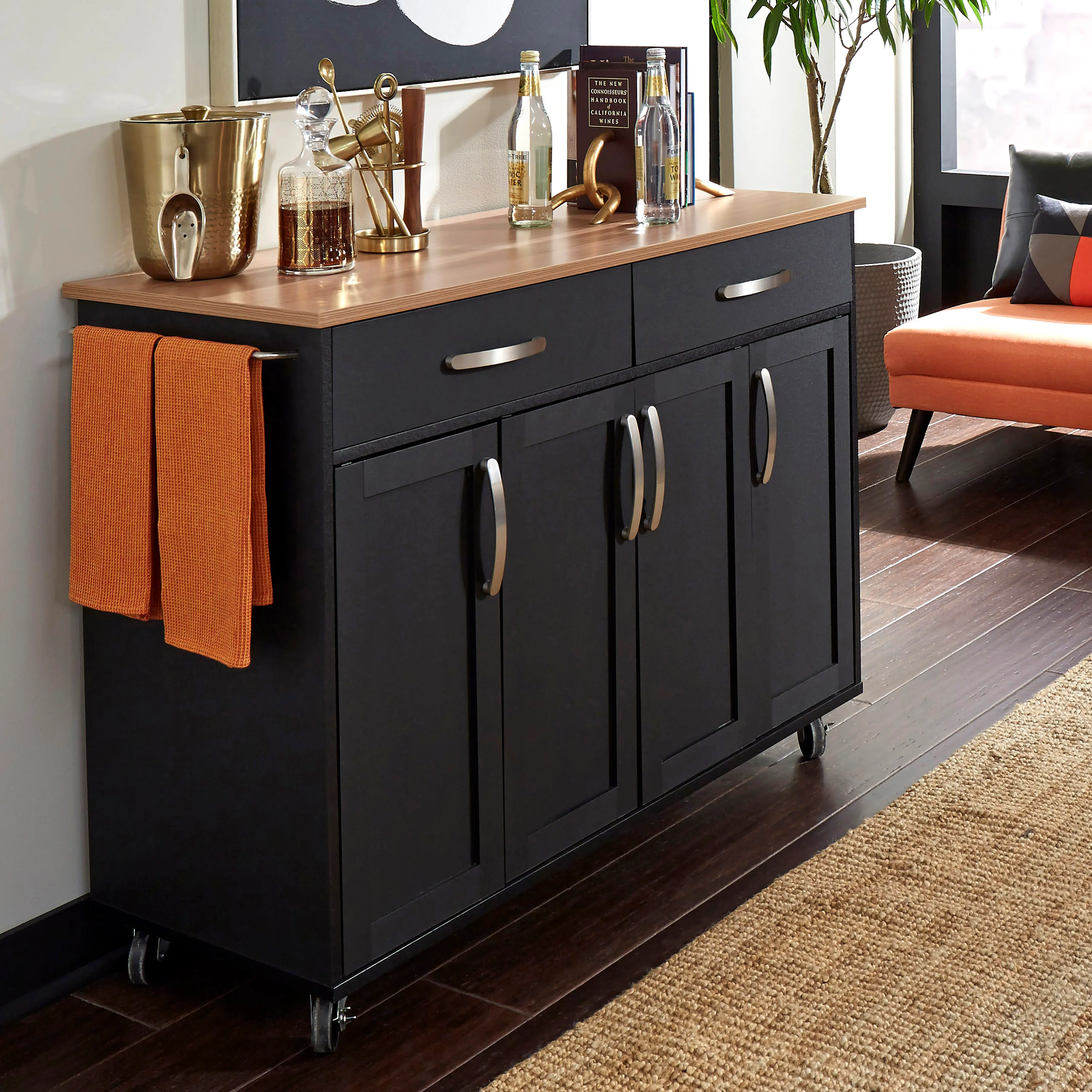 4411-95 Ella Black Kitchen Cart-2