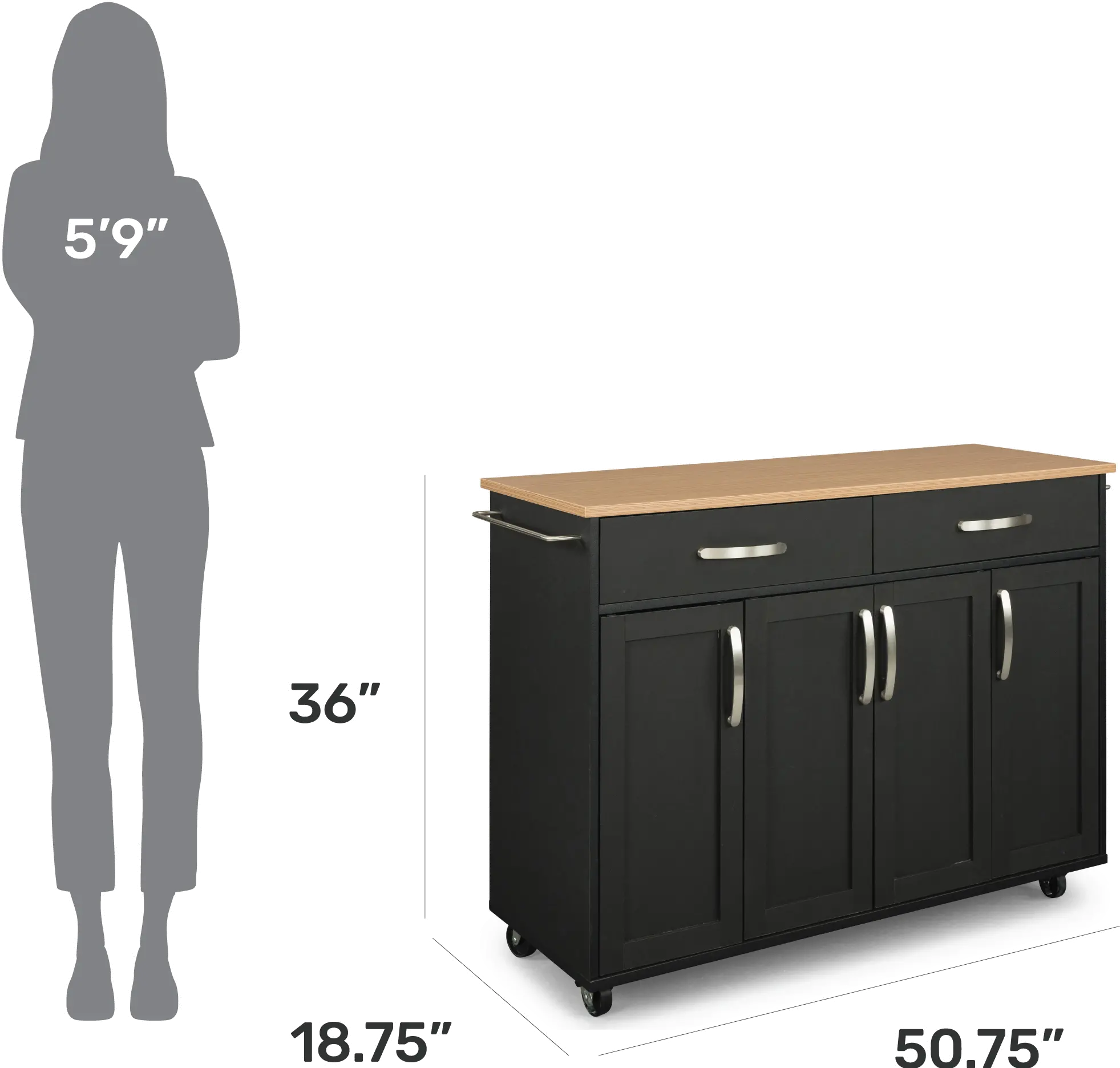 4411-95 Ella Black Kitchen Cart-7