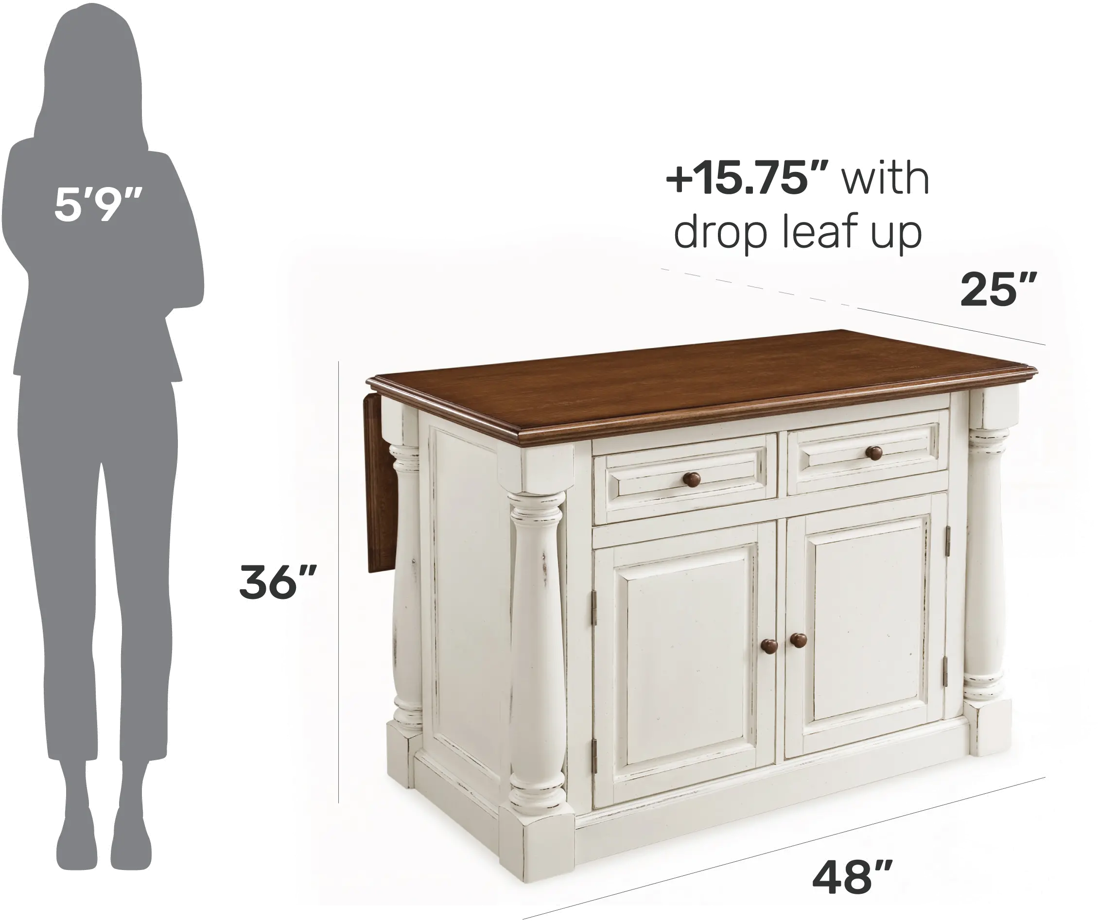 5020-94 Monarch Off-White Kitchen Island-8