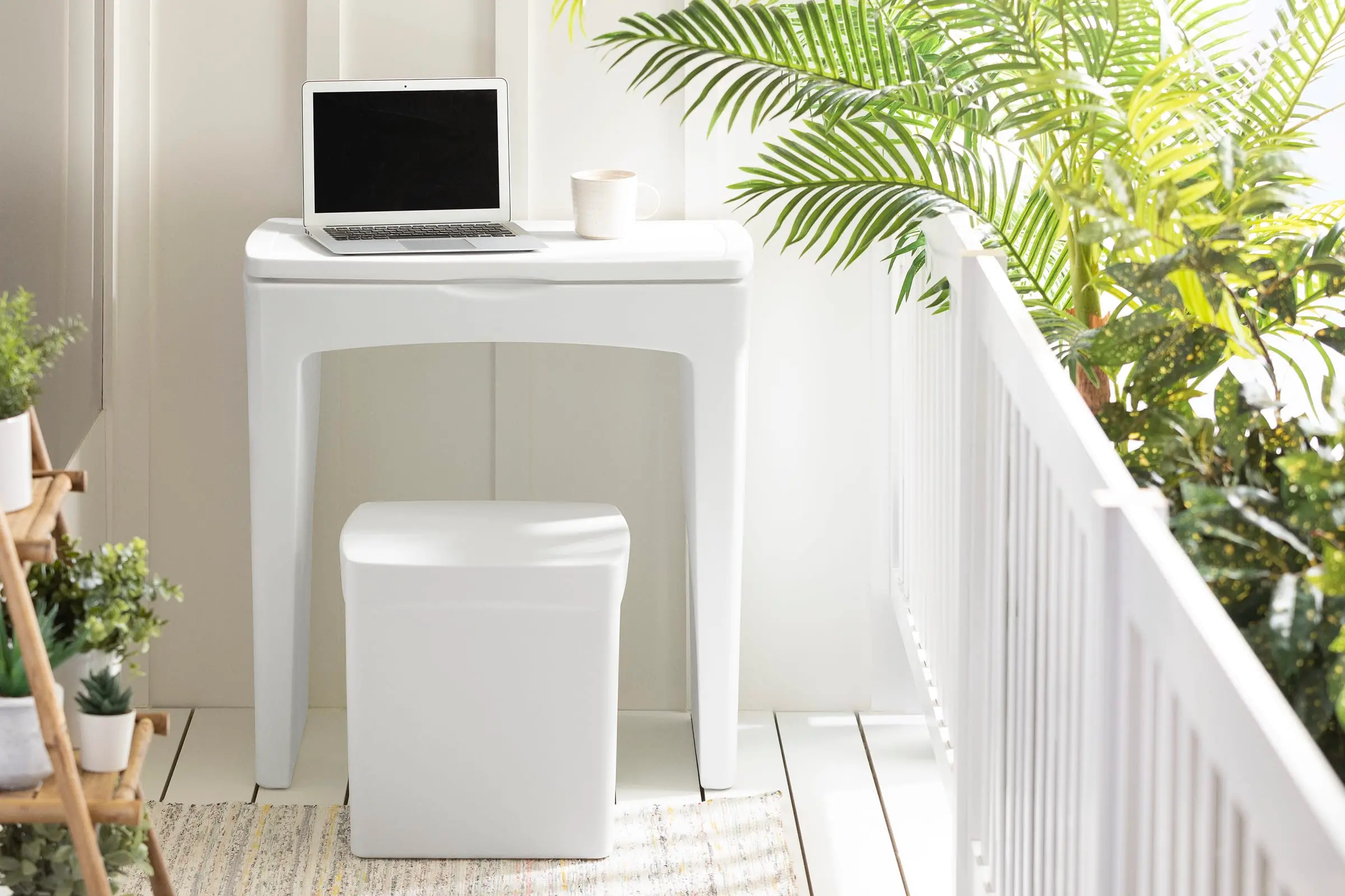 13786 Dalya White Small Outdoor Desk with Bench - South Shore-3