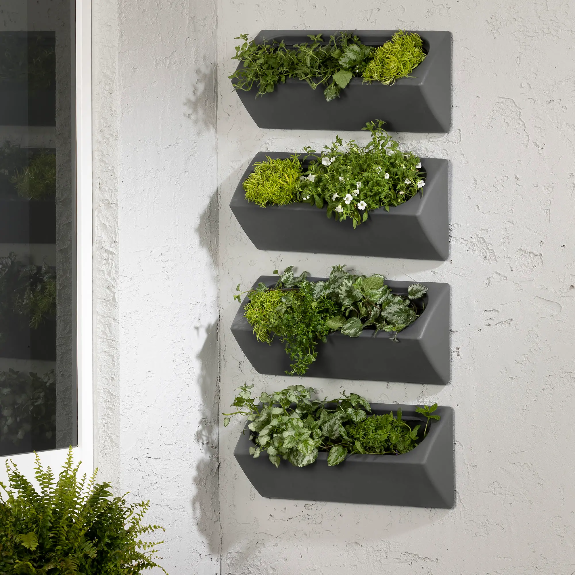 13802 Dalya Dark Gray Wall Planters, Set of 4-2