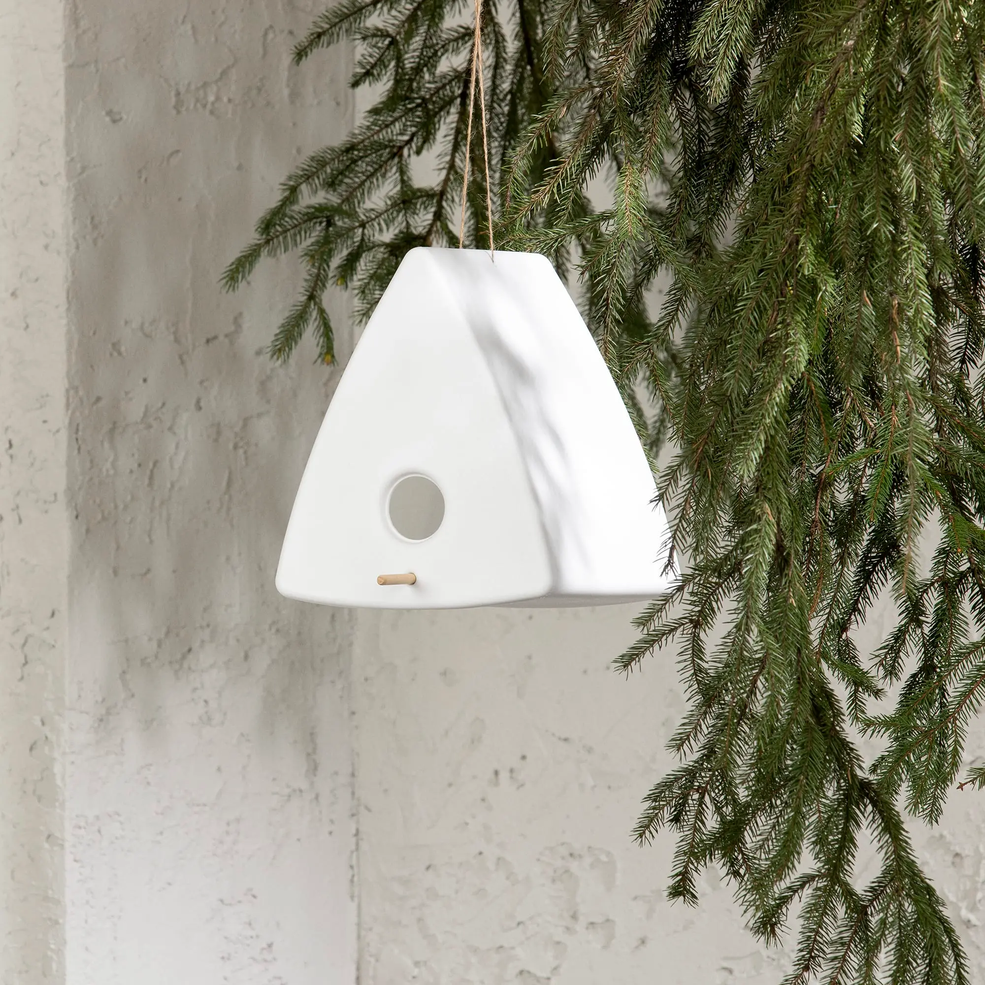 13820 Dalya White Triangle Decorative Birdhouse - South Shore-2