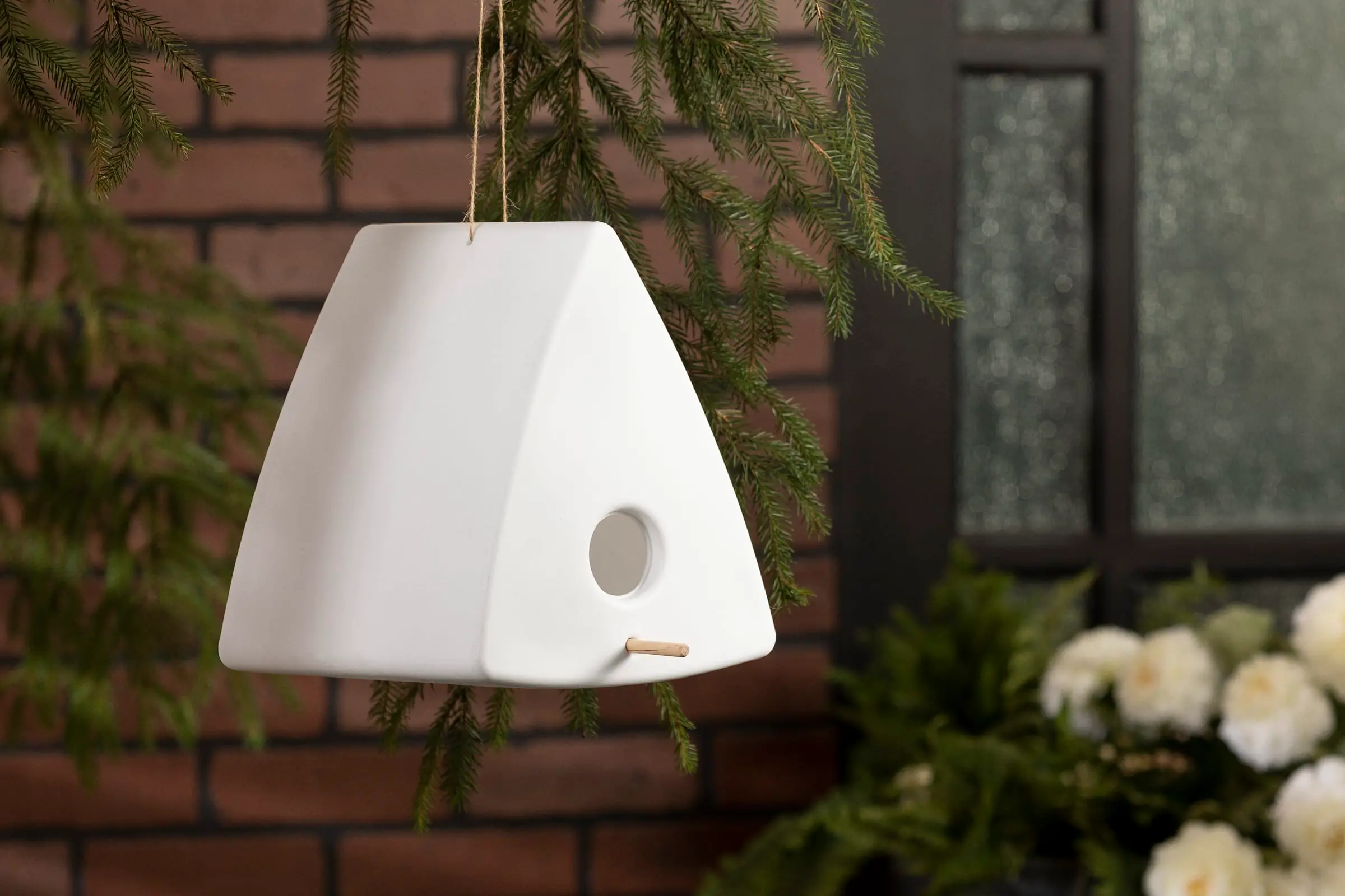 13820 Dalya White Triangle Decorative Birdhouse - South Shore-3