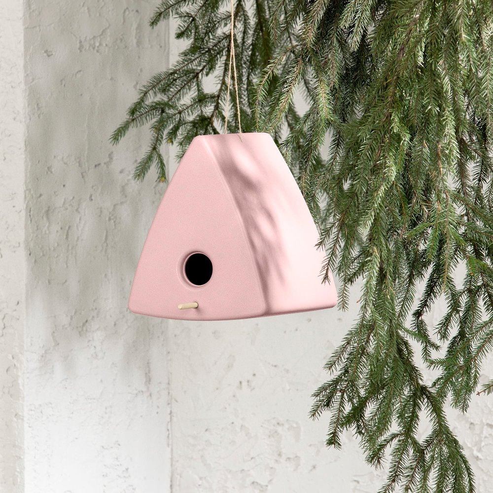 Dalya Pink Triangle Decorative Birdhouse