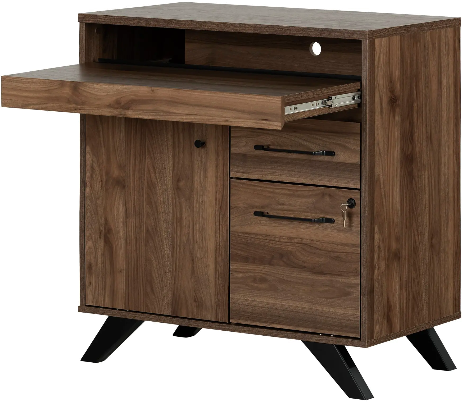 13732 Flam Dark Brown Multi-Function Secretary Desk-1