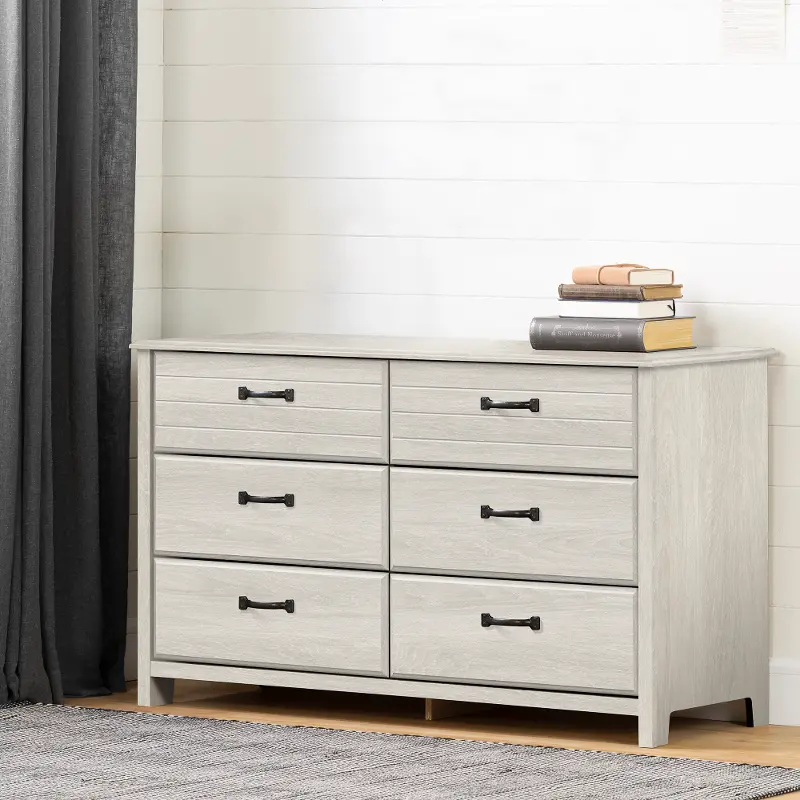 Ulysses Gray Oak 6-Drawer Double Dresser - South Shore