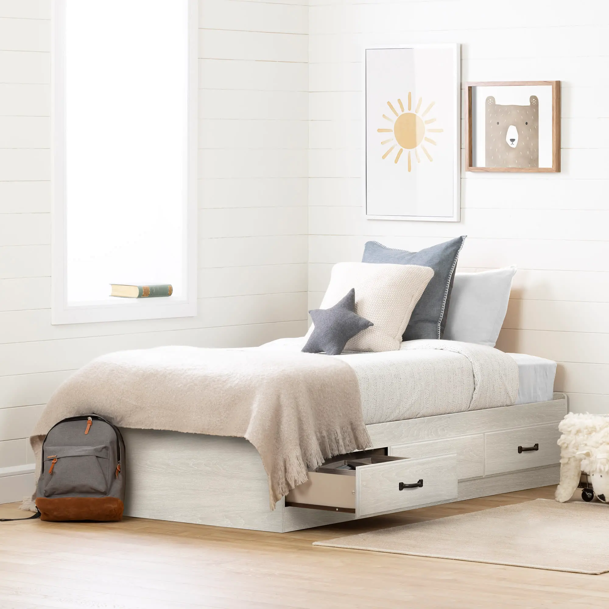 14498 Ulysses Gray Oak Twin 3-Drawer Mates Bed - South Shore-2