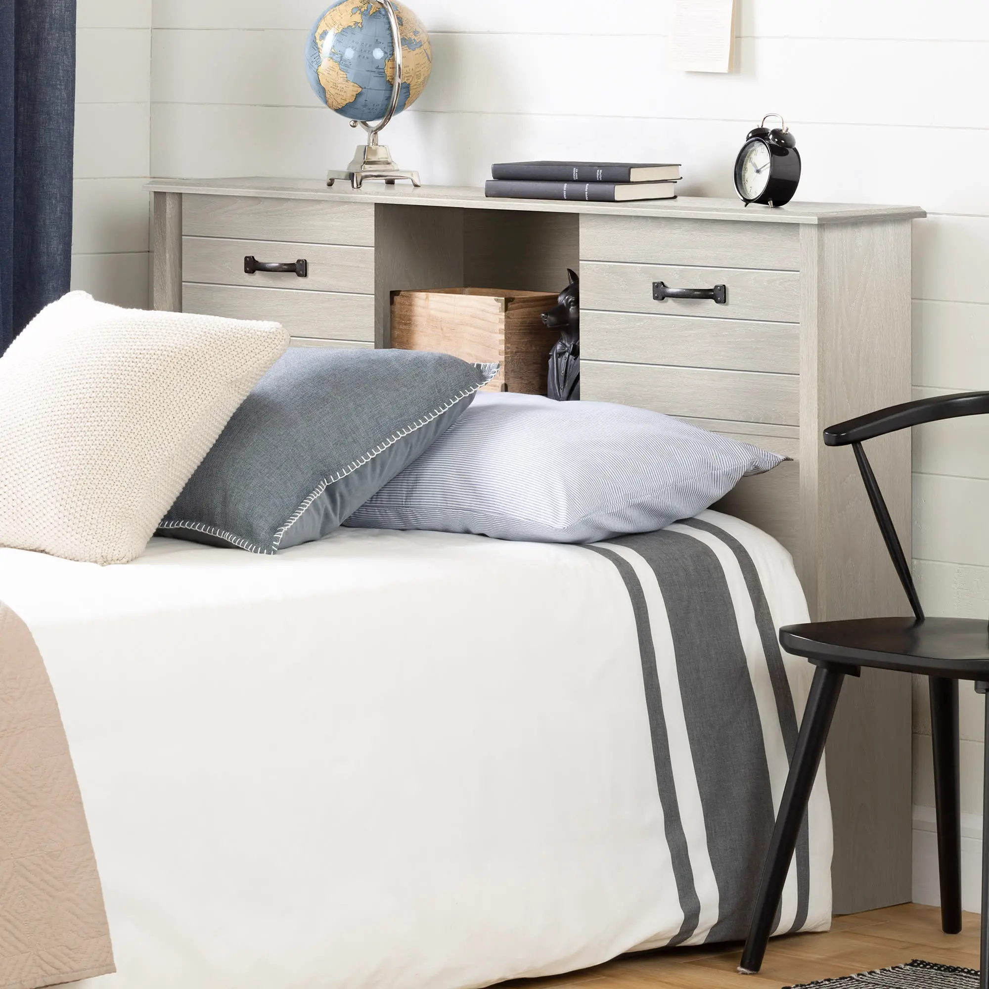 14501 Ulysses Gray Oak Full Bookcase Headboard - South Shore-2