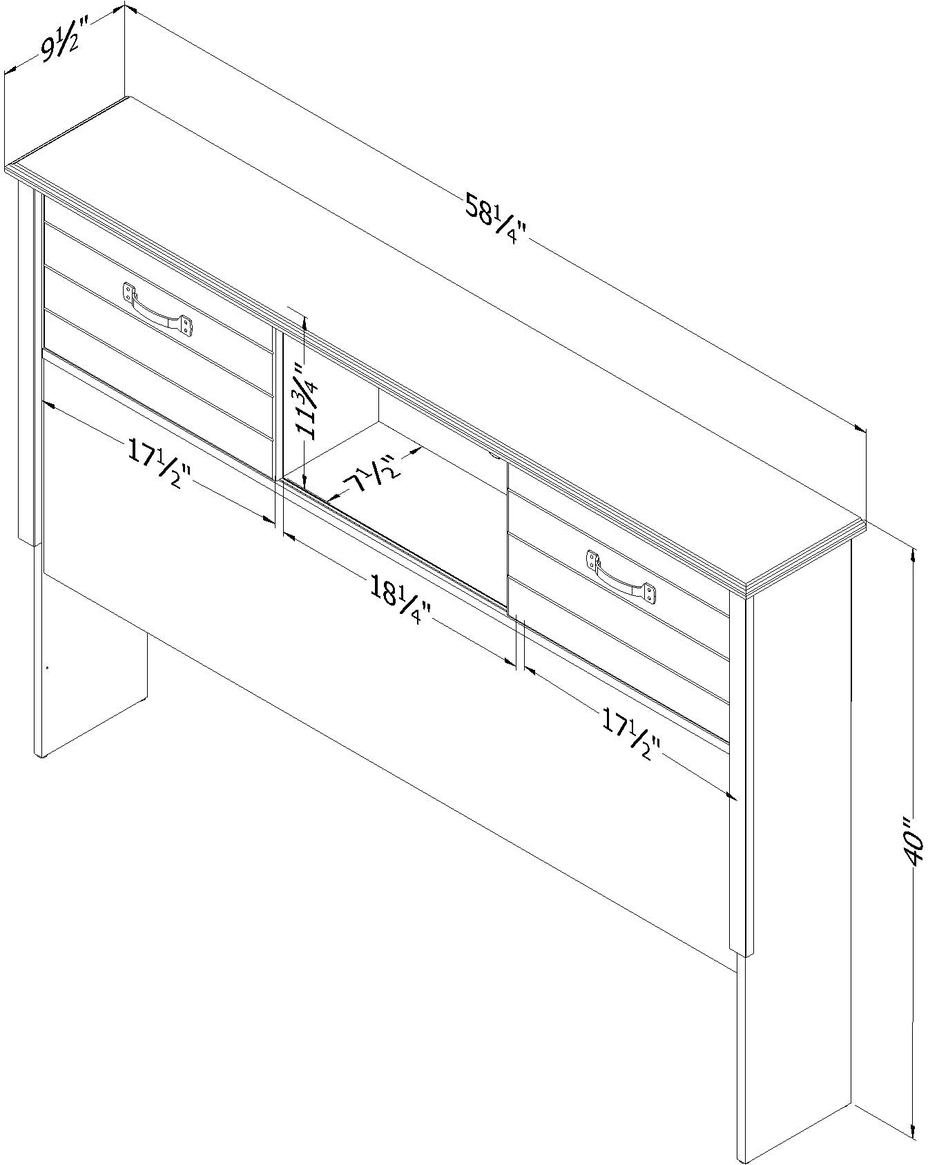 14501 Ulysses Gray Oak Full Bookcase Headboard - South Shore-8