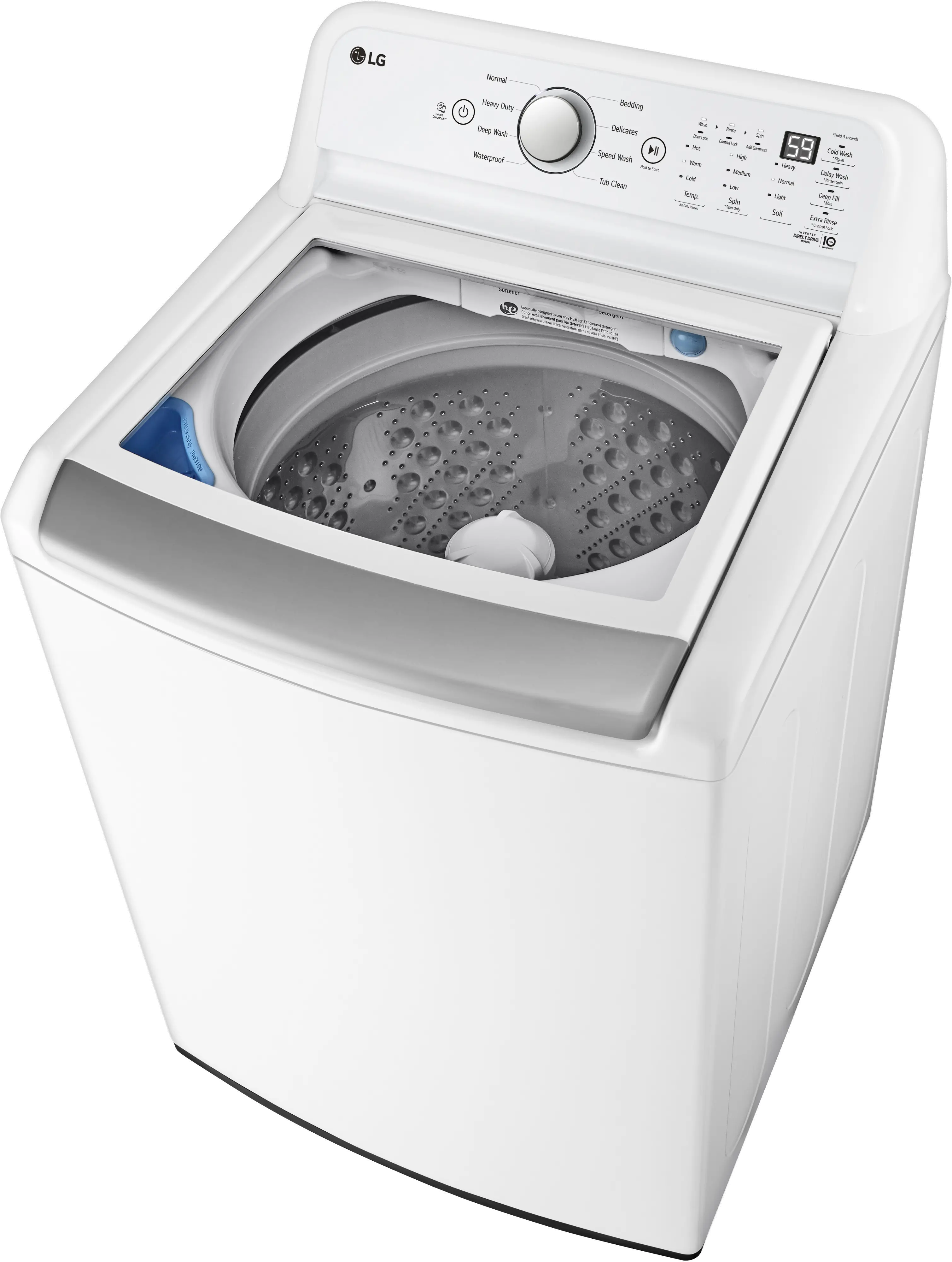 WT7155CW LG 4.8 cu ft Top Load Washer with Agitator - White, 7150W-3