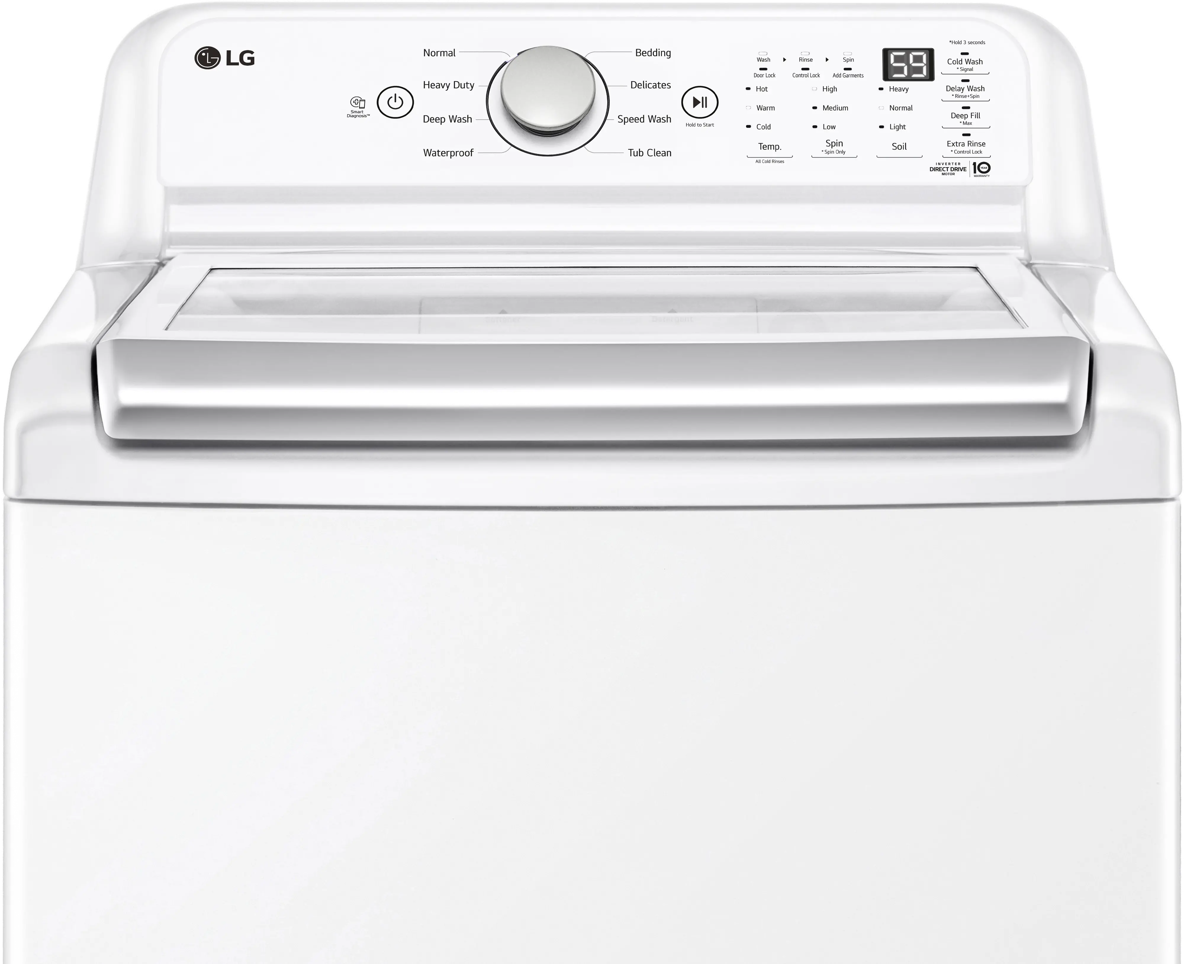 WT7155CW LG 4.8 cu ft Top Load Washer with Agitator - White, 7150W-5