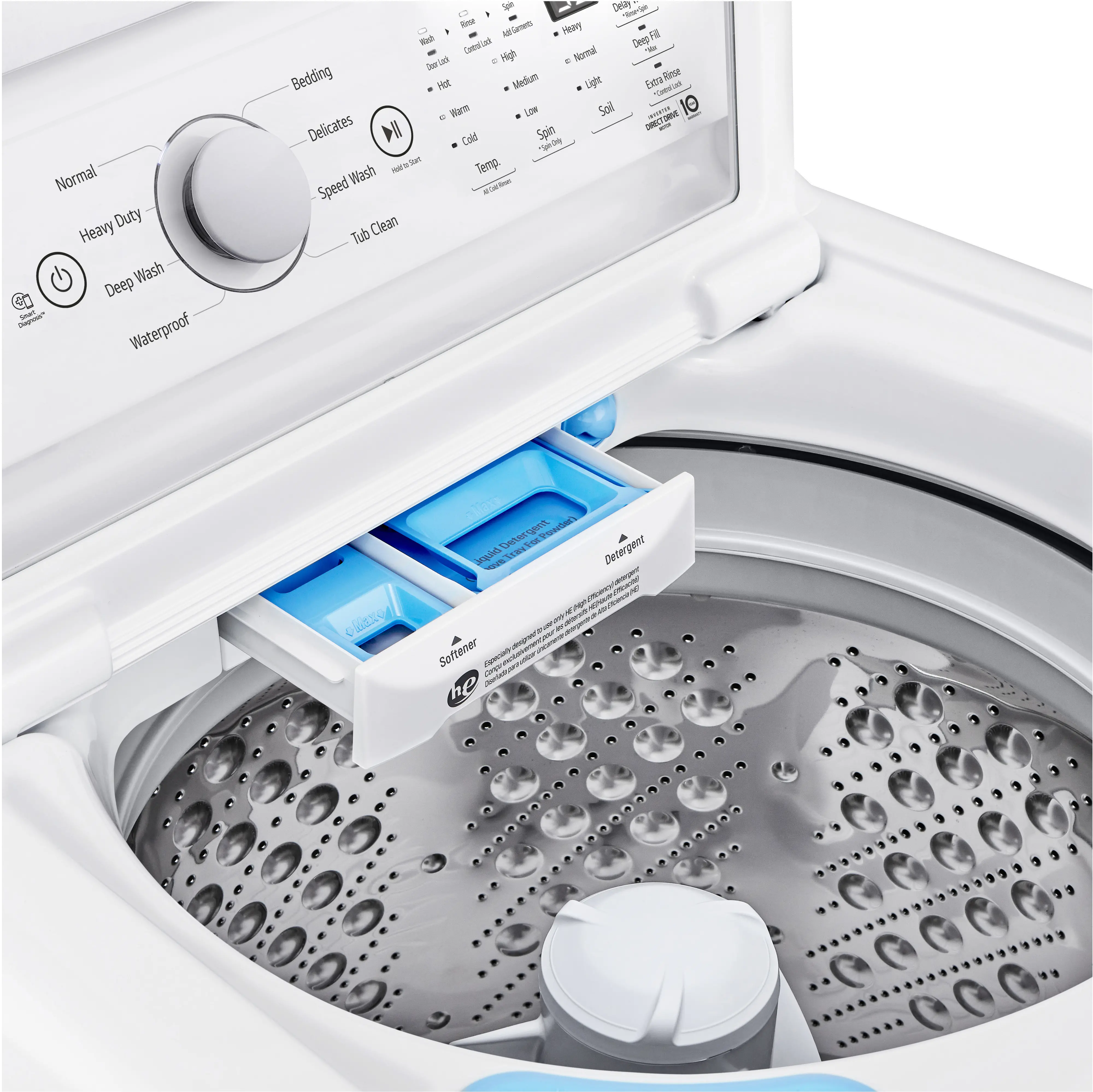 WT7155CW LG 4.8 cu ft Top Load Washer with Agitator - White, 7150W-6