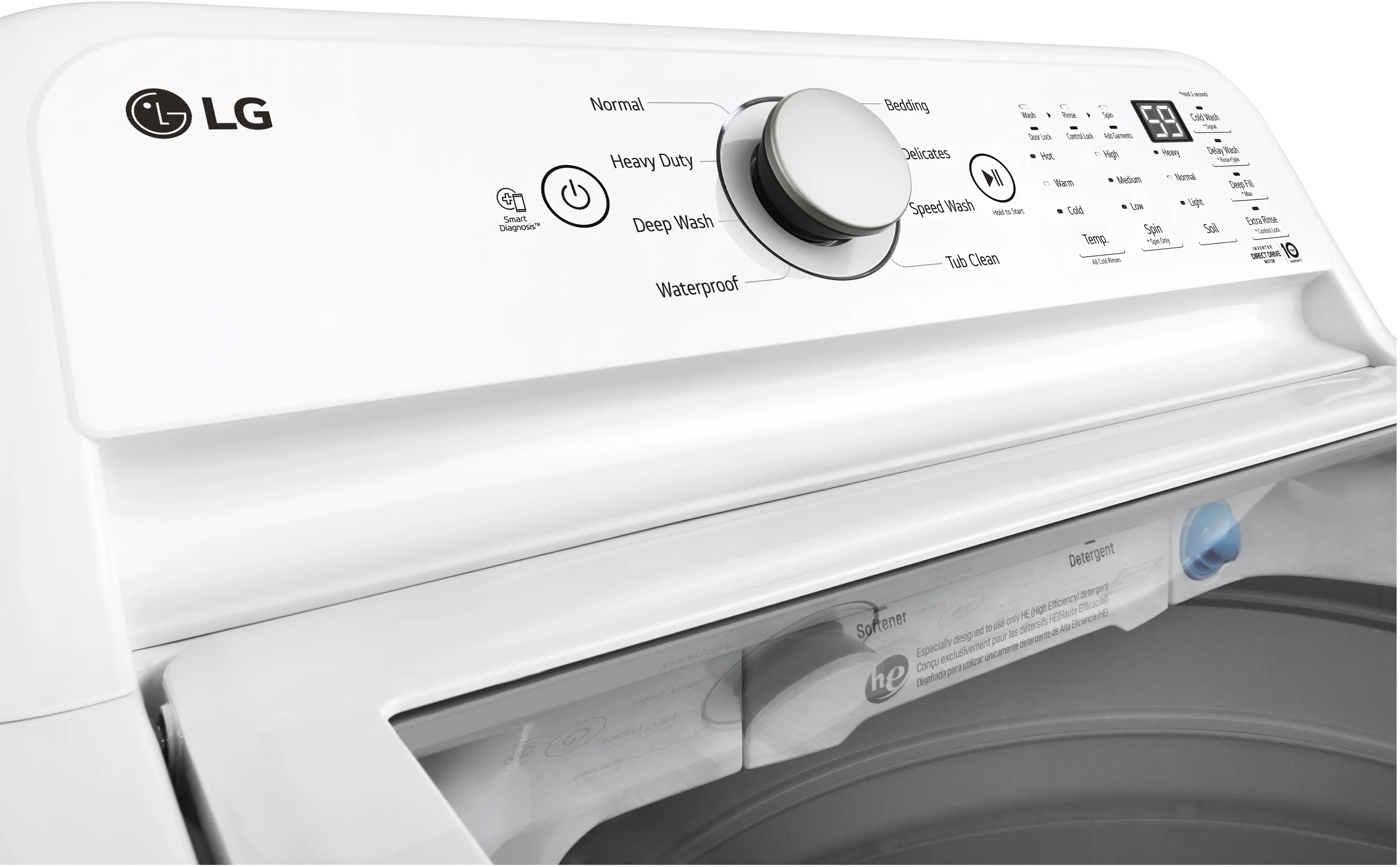 WT7155CW LG 4.8 cu ft Top Load Washer with Agitator - White, 7150W-8
