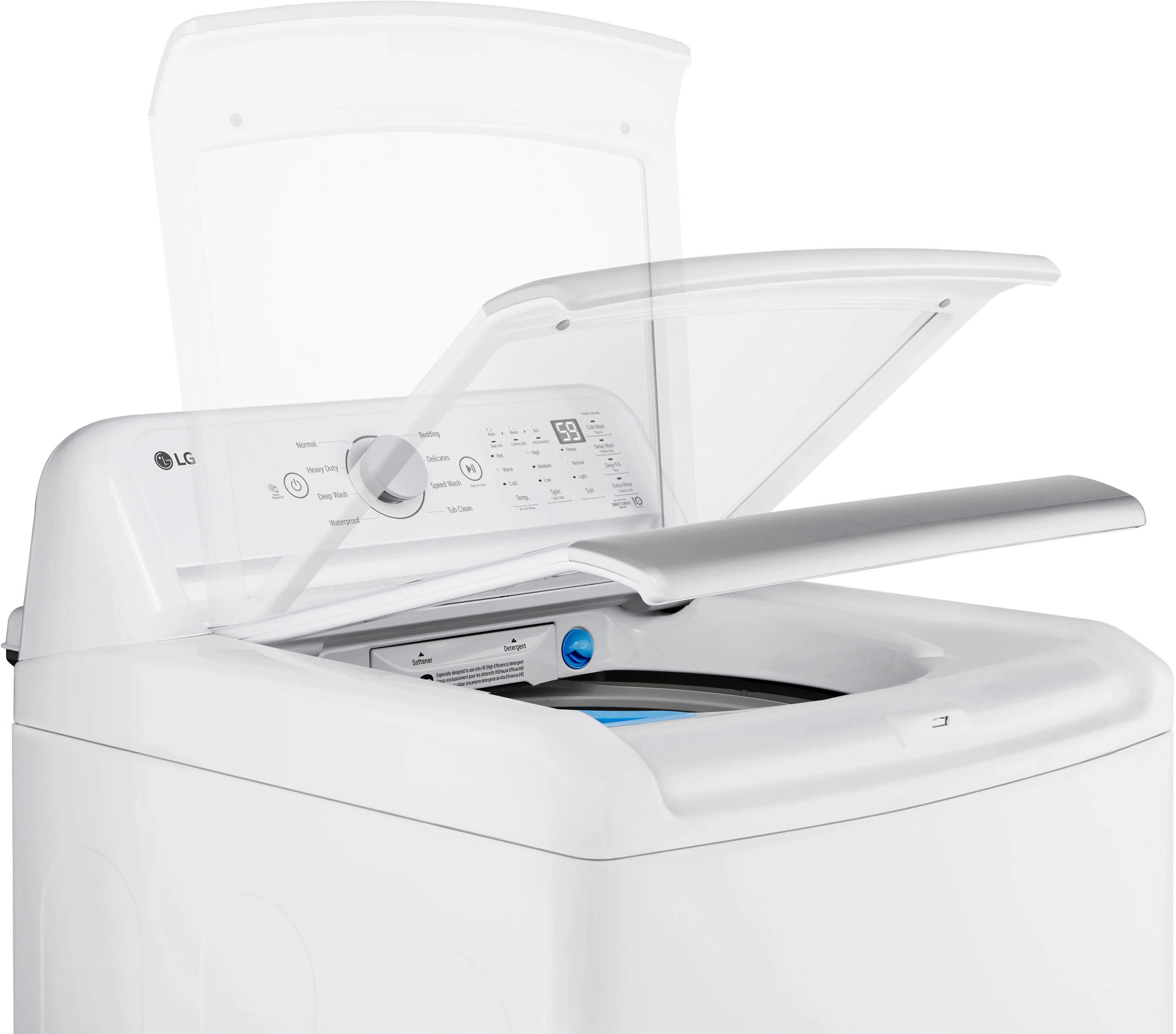 WT7155CW LG 4.8 cu ft Top Load Washer with Agitator - White, 7150W-9