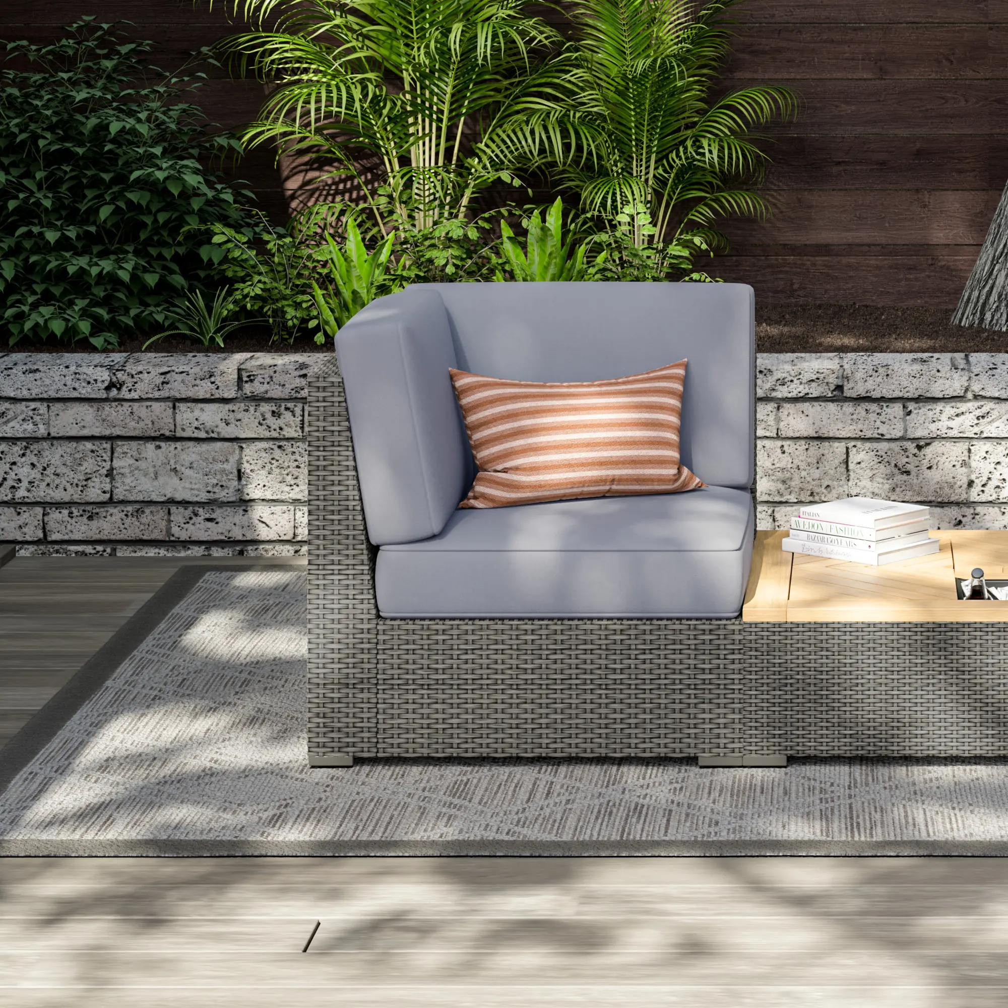 6801-12 Boca Raton Gray Outdoor Sectional Side Chair-6