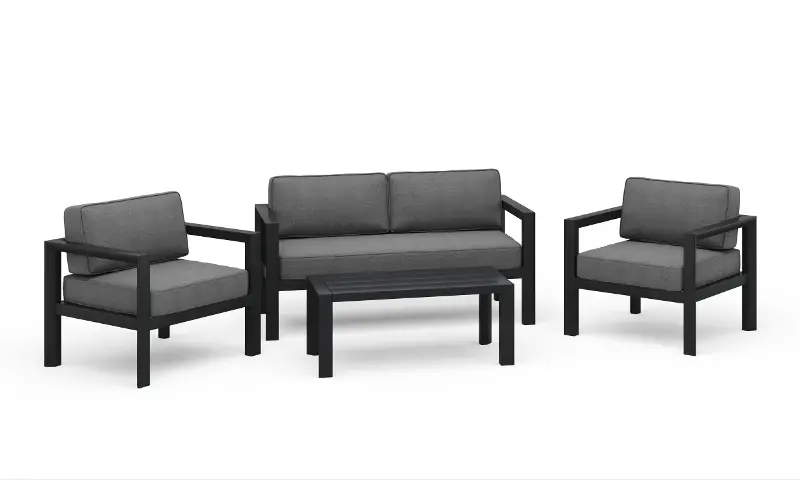 Grayton 4 Piece Gray Outdoor Loveseat Set